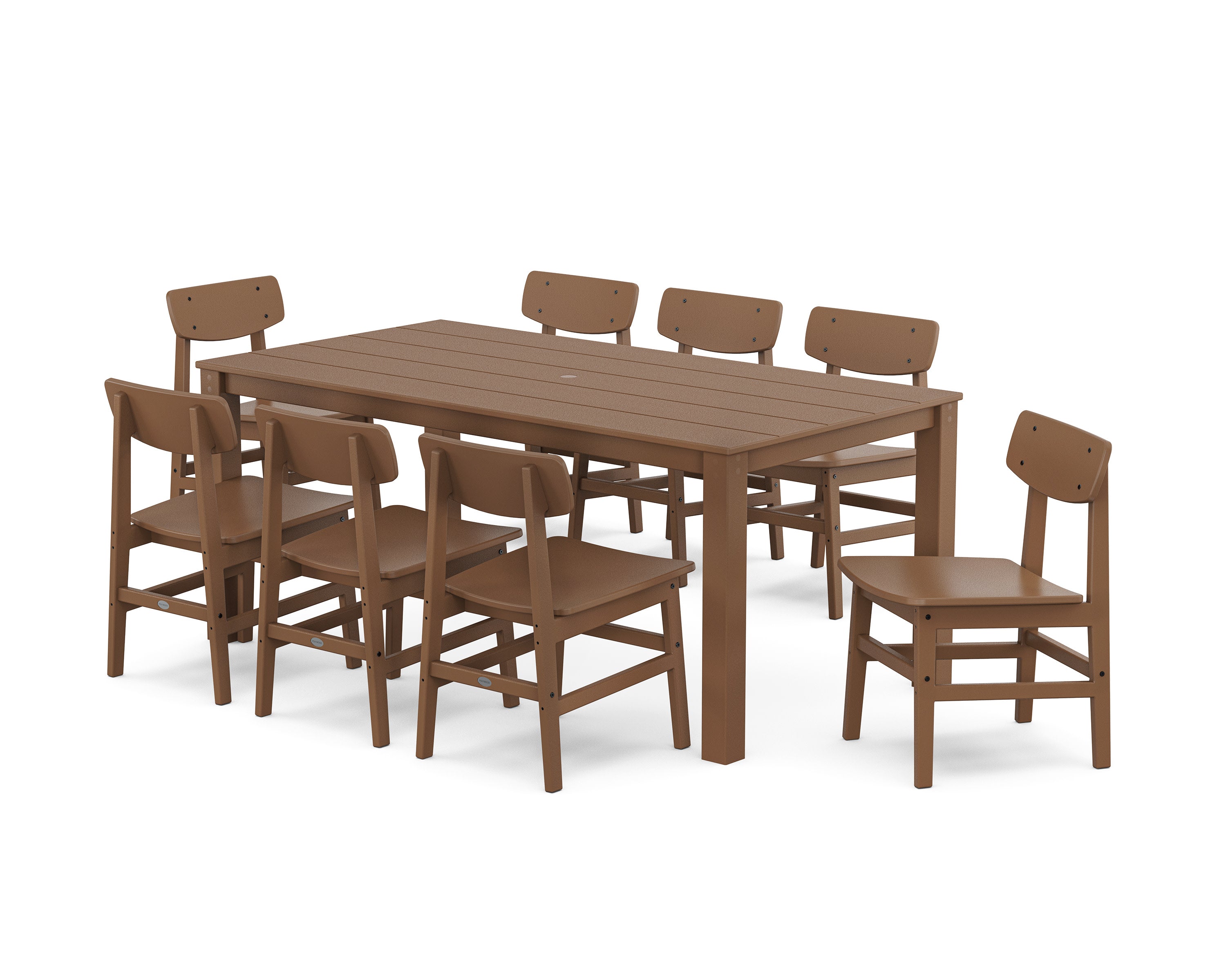 Modern Studio Urban Chair 9-Piece Parsons Dining Set in Teak