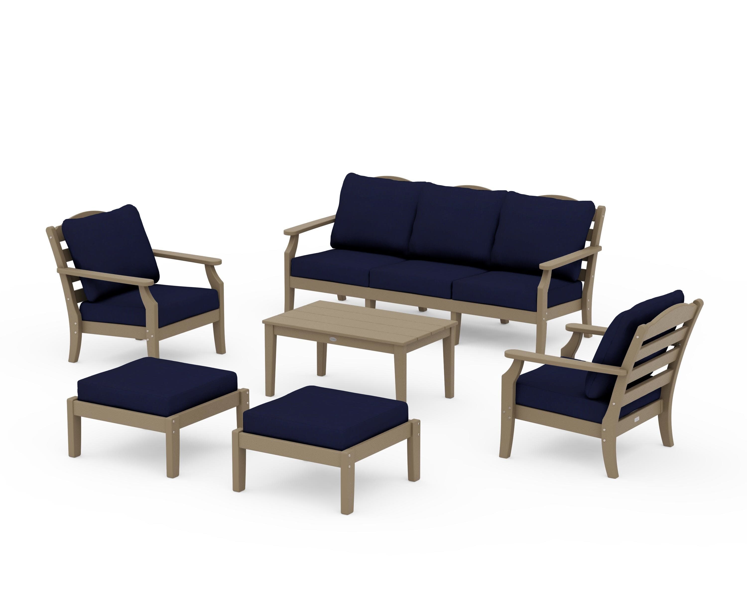 Savannah 6-Piece Lounge Sofa Set in Vintage Sahara / Navy