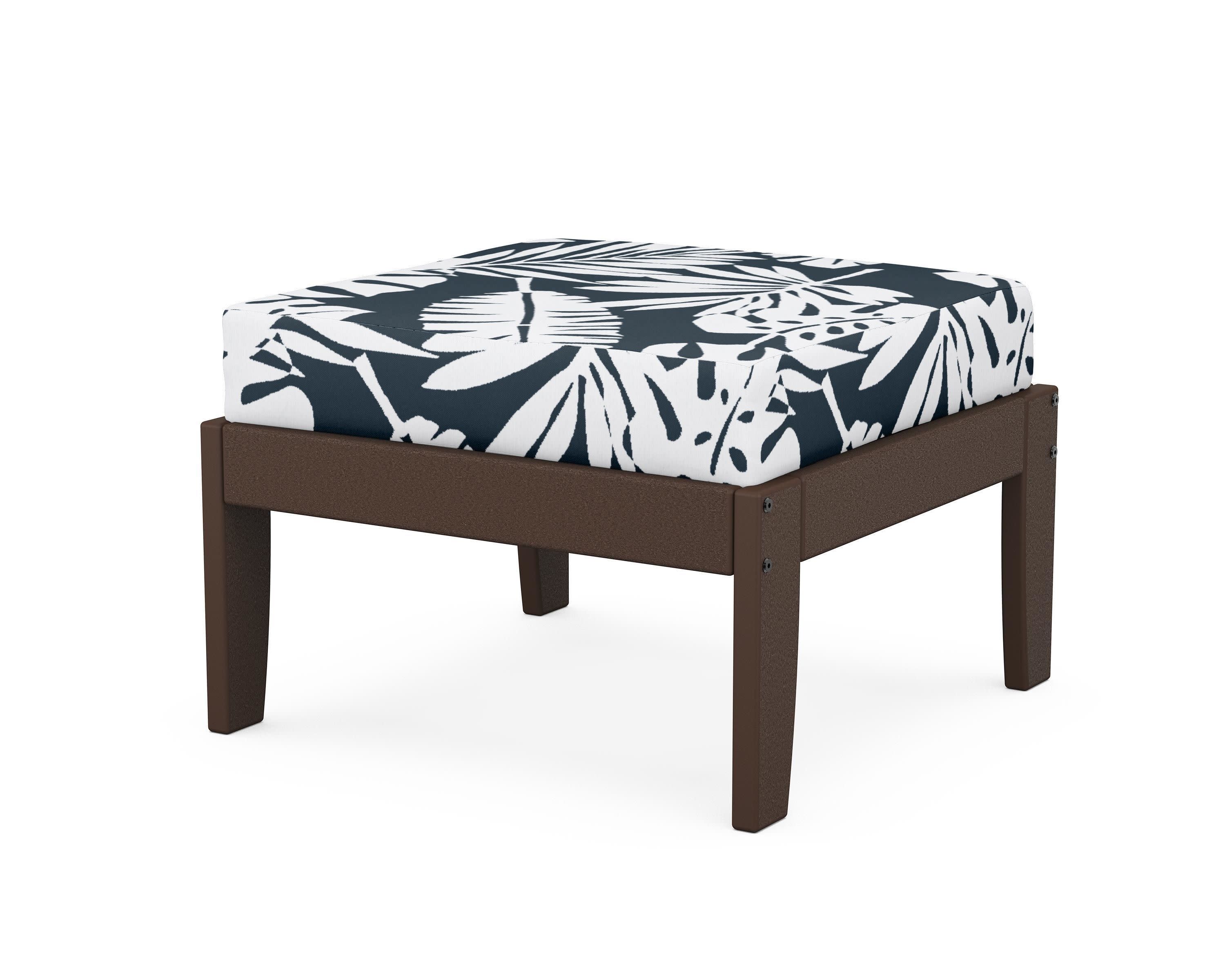 Modular Ottoman - Classic in Mahogany / Leaf Marine Indigo