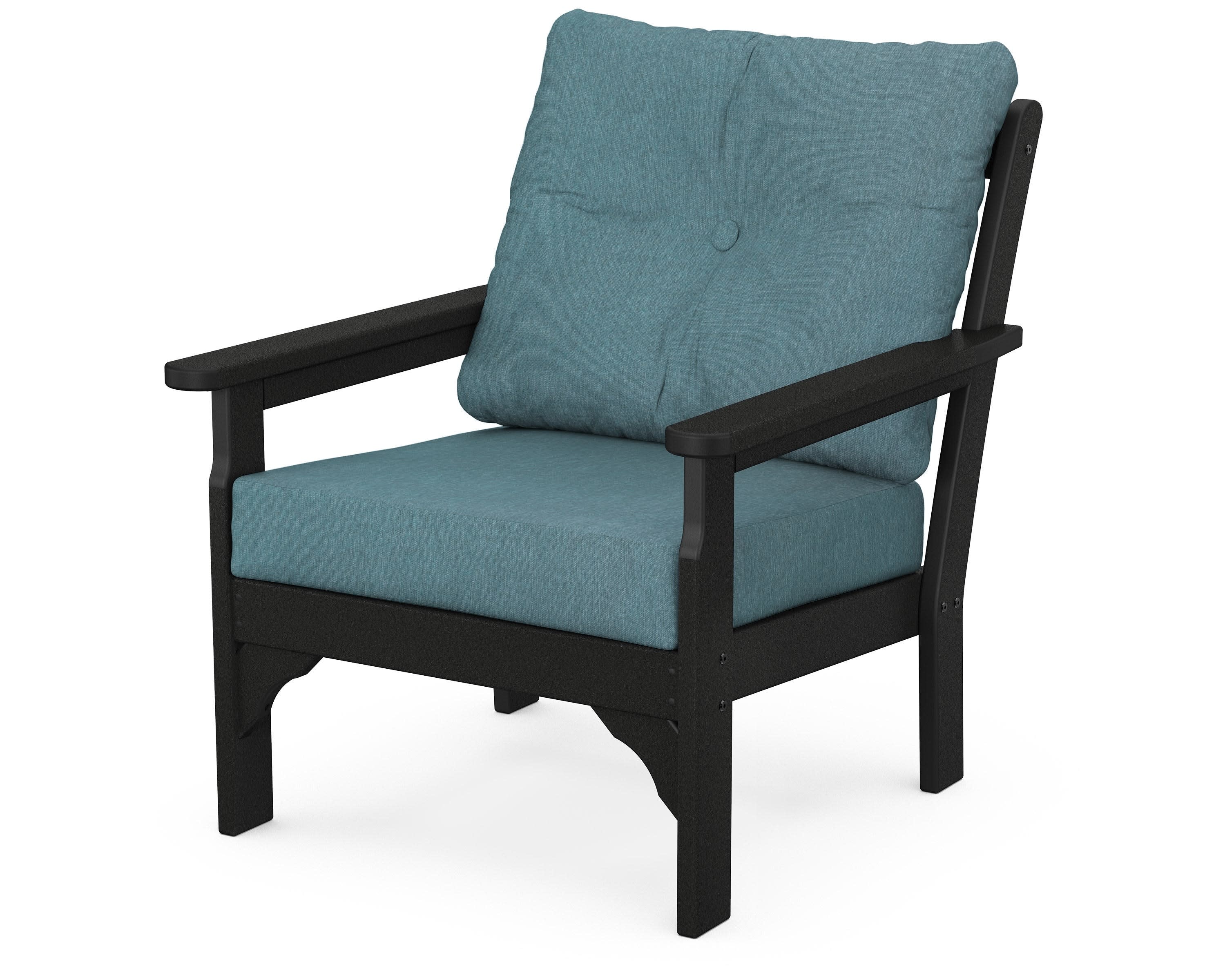 Vineyard Deep Seating Chair in Black / Ocean Teal