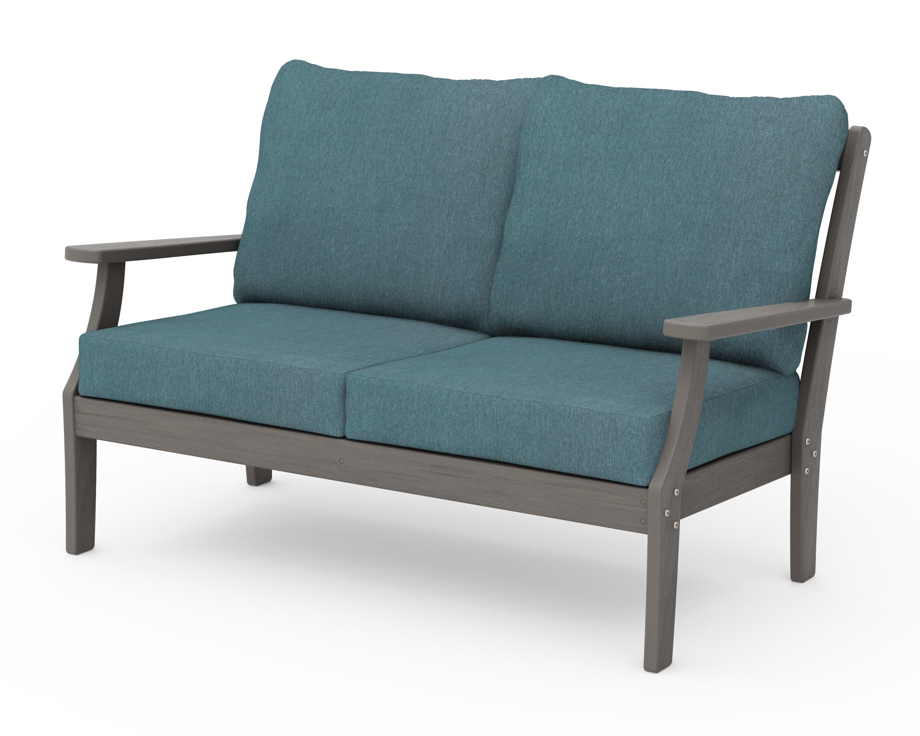 Braxton Deep Seating Loveseat in Driftwood / Ocean Teal