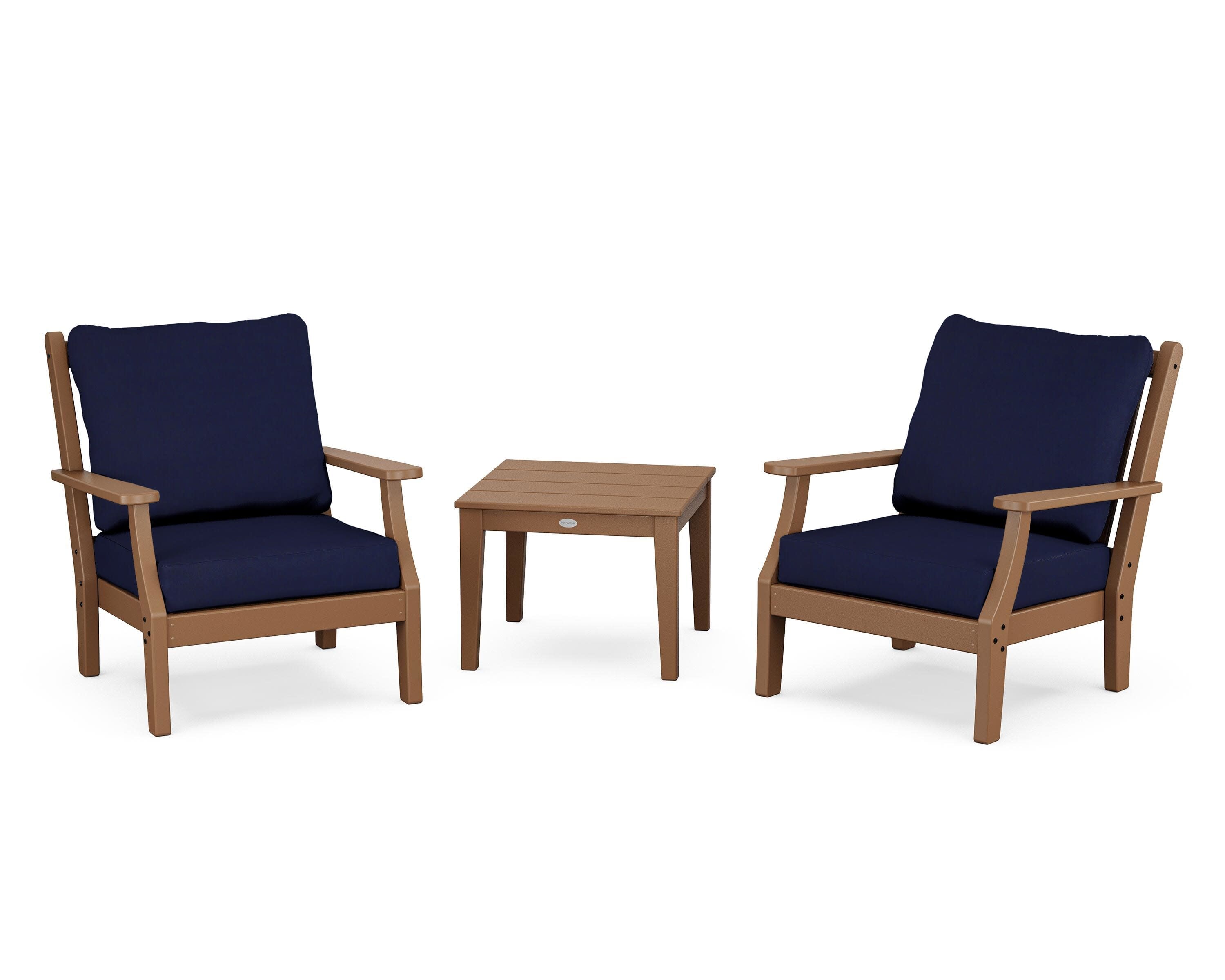 Wovendale 3-Piece Deep Seating Set in Teak / Navy