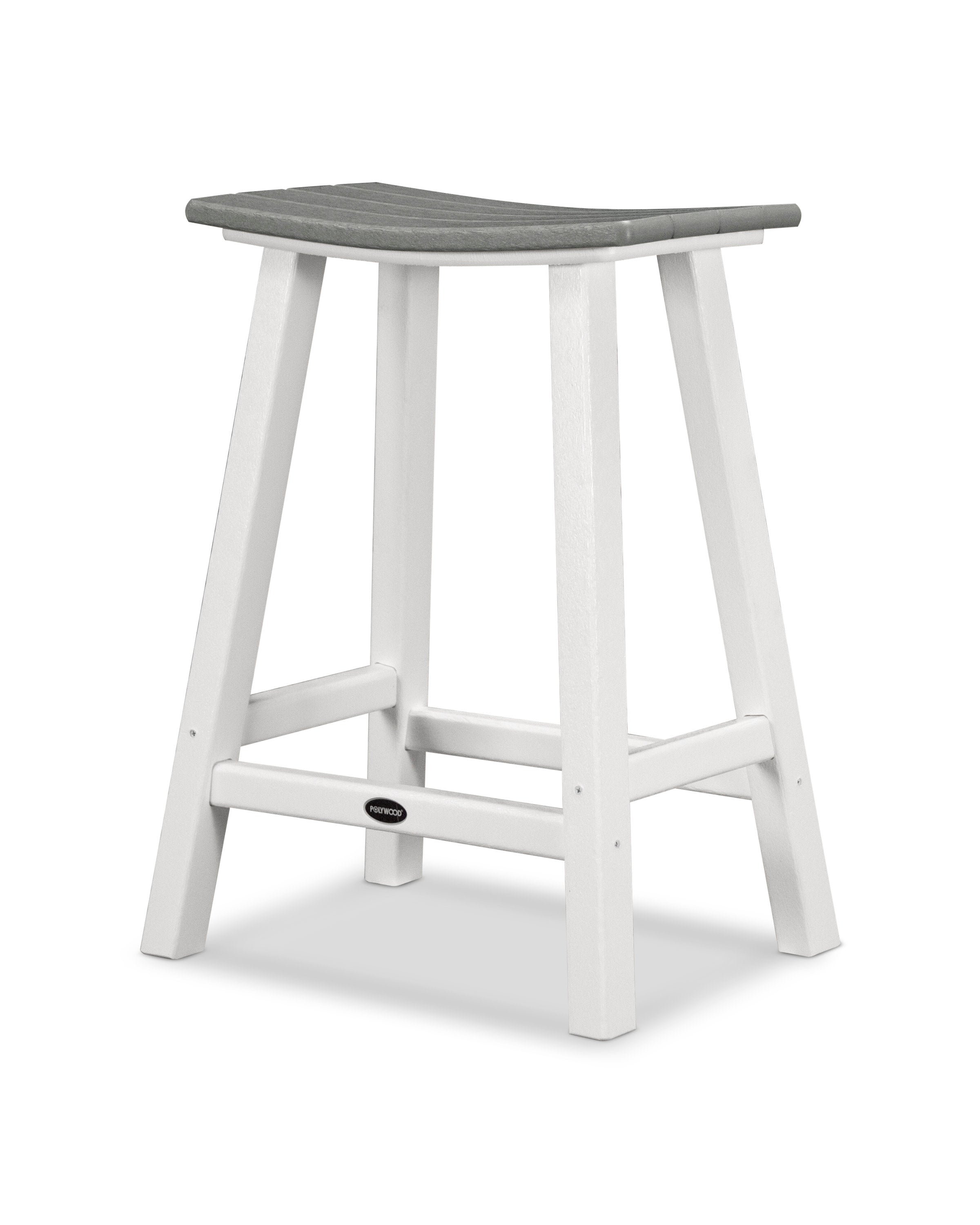 Contempo 24" Saddle Counter Stool in White / Slate Grey