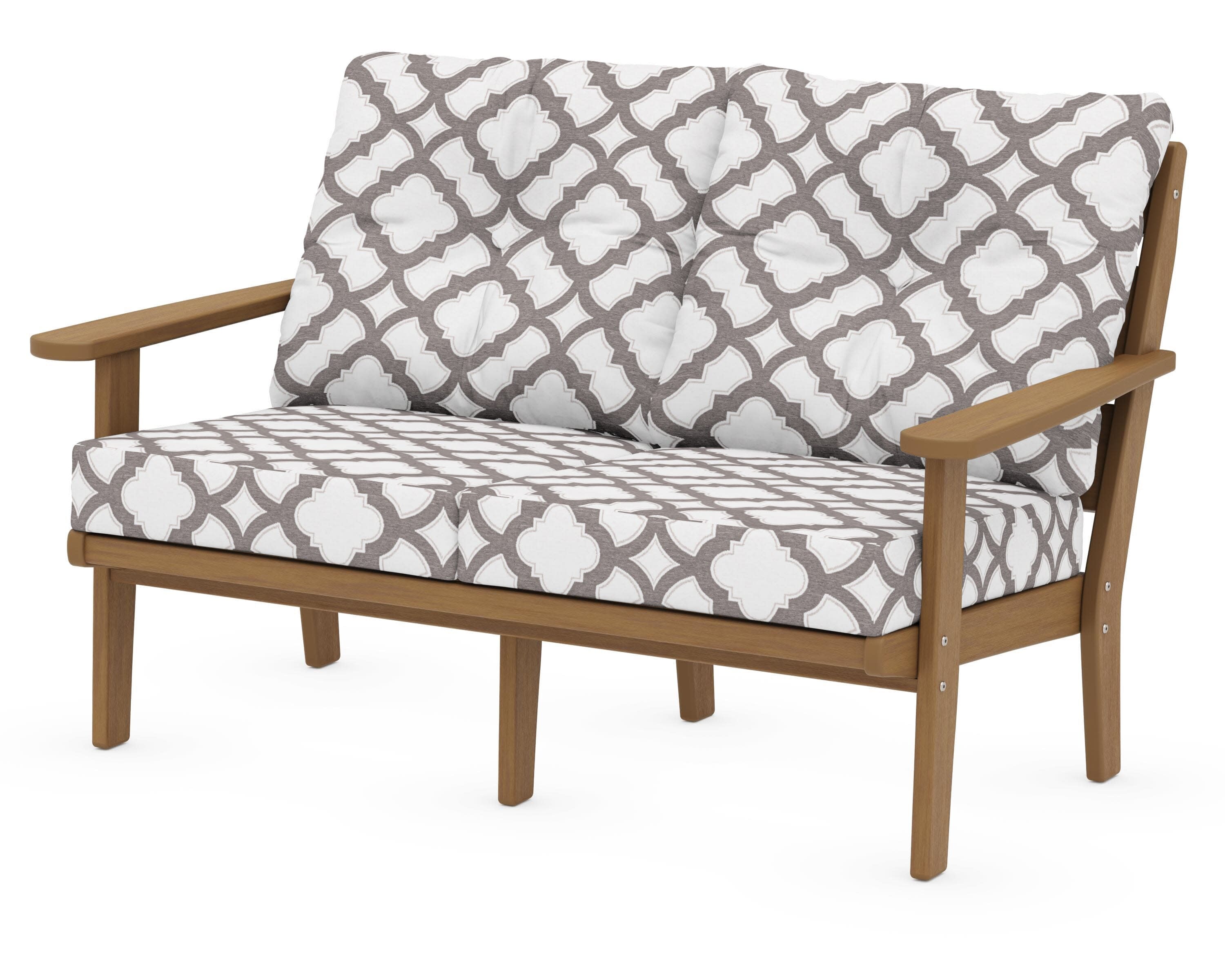 Lakeside Deep Seating Loveseat in Natural / Trellis Grey Mist