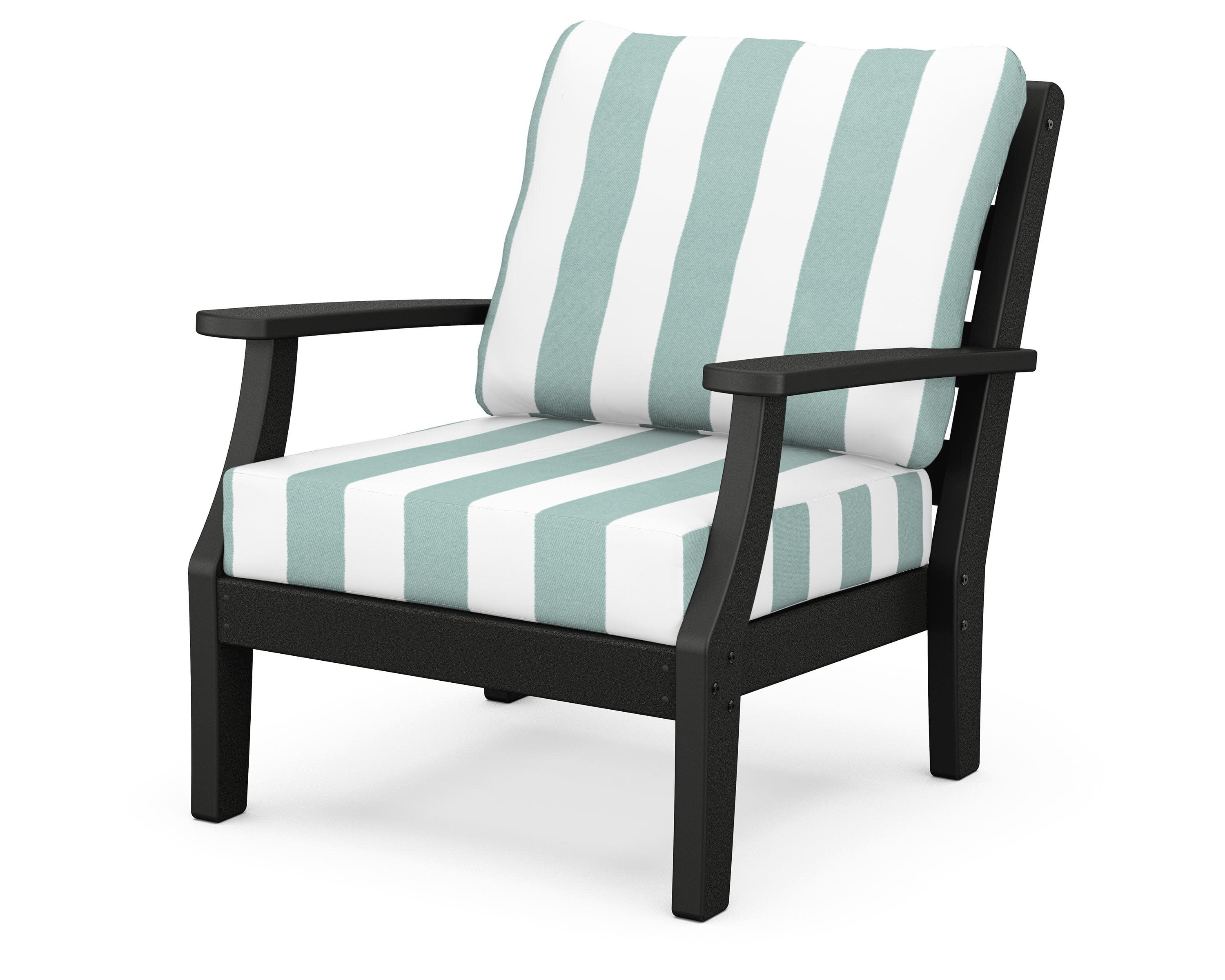 Chesapeake Deep Seating Chair in Black / Cabana Stripe Glacier Spa