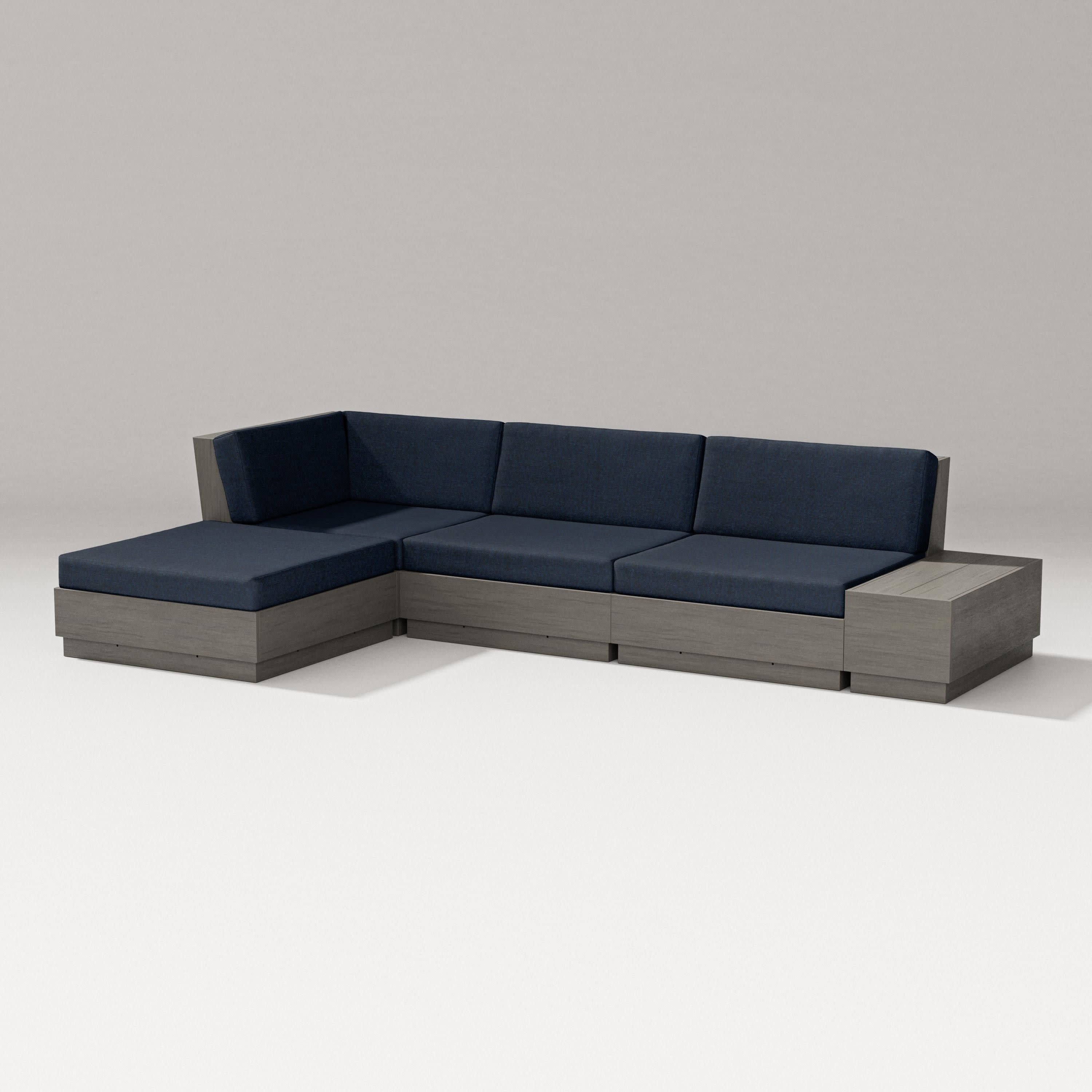 Elevate Chaise Sectional in Driftwood / Marine Indigo