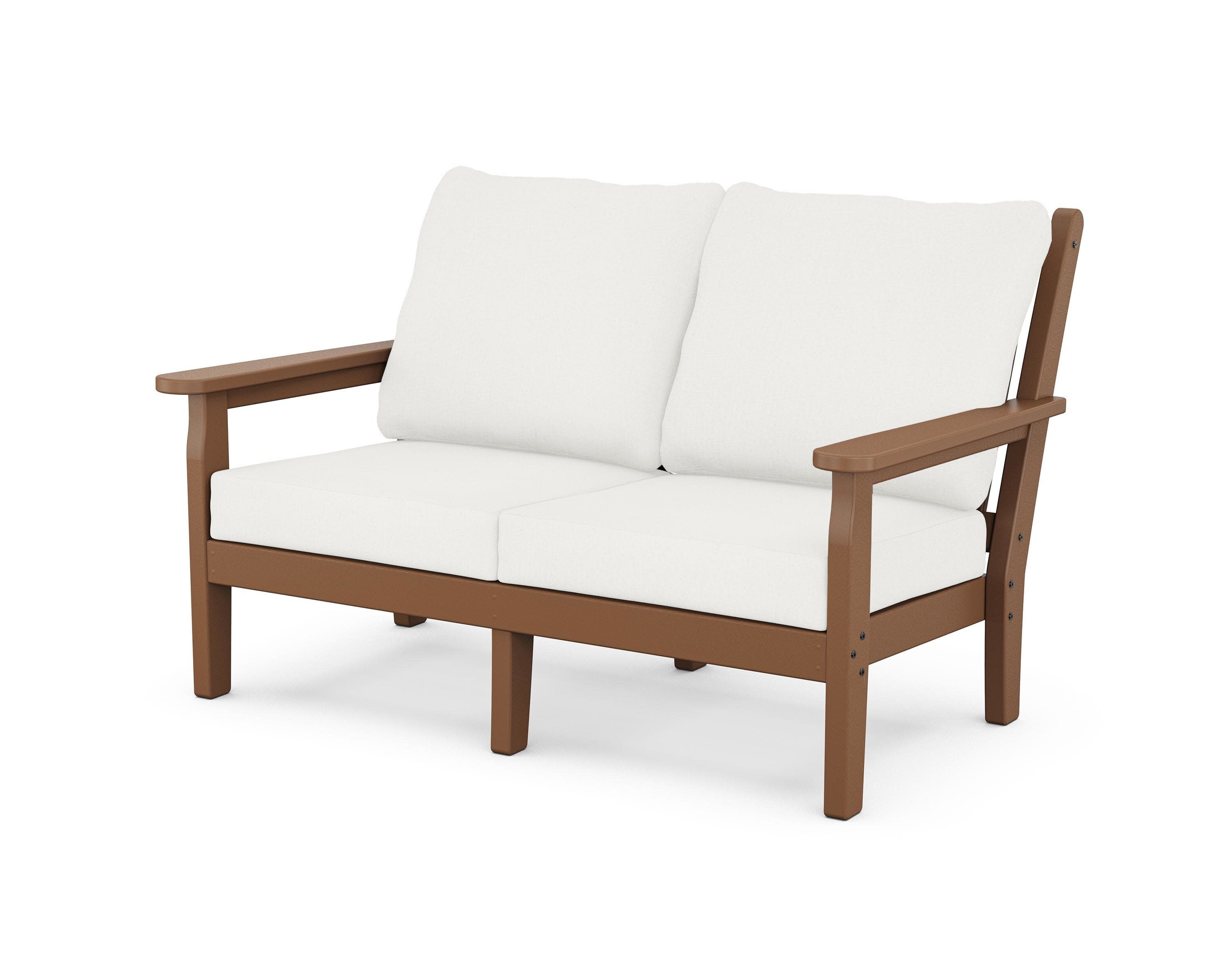 Chippendale Deep Seating Loveseat in Teak / Natural Linen