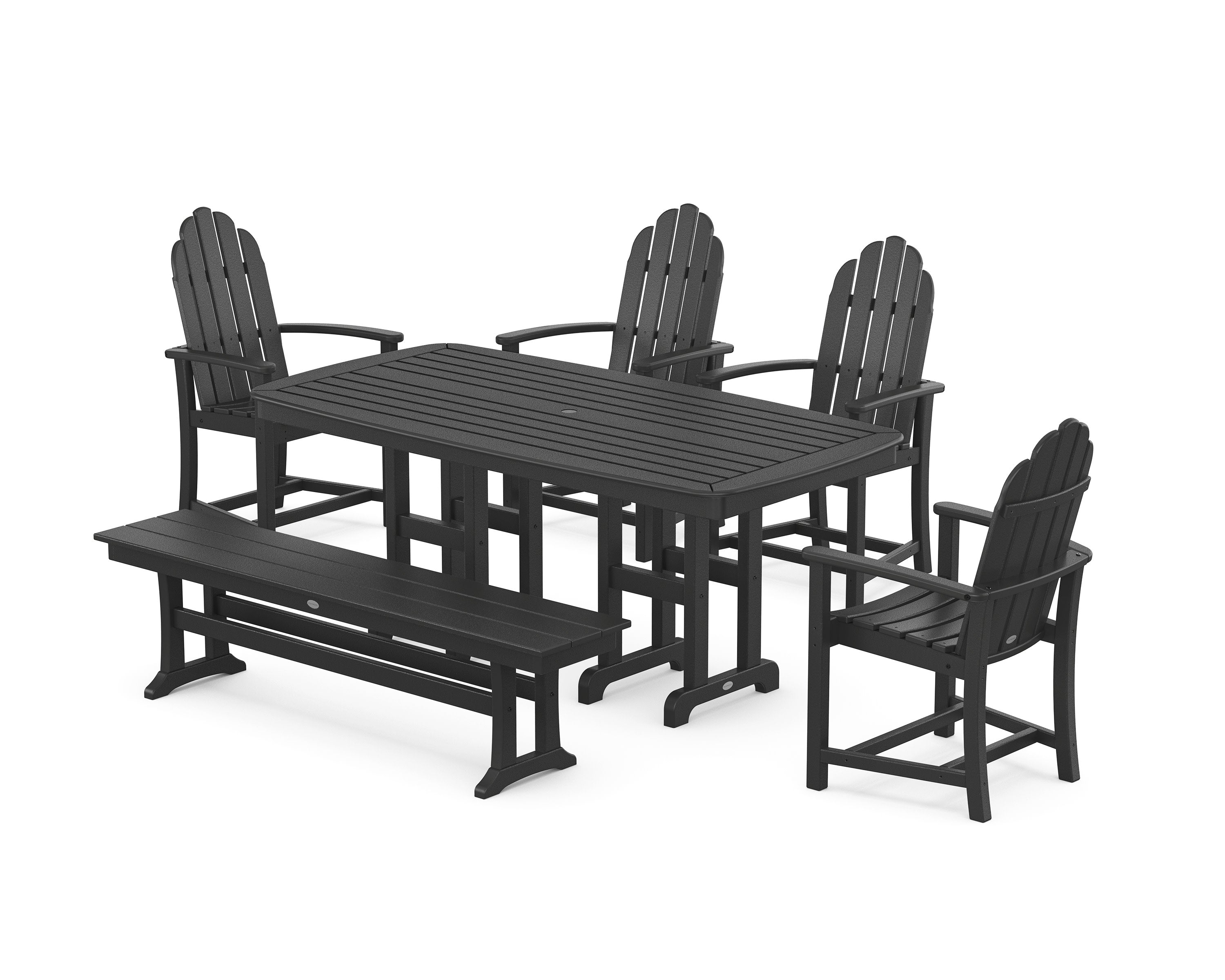 Classic Adirondack 6-Piece Dining Set with Bench in Black