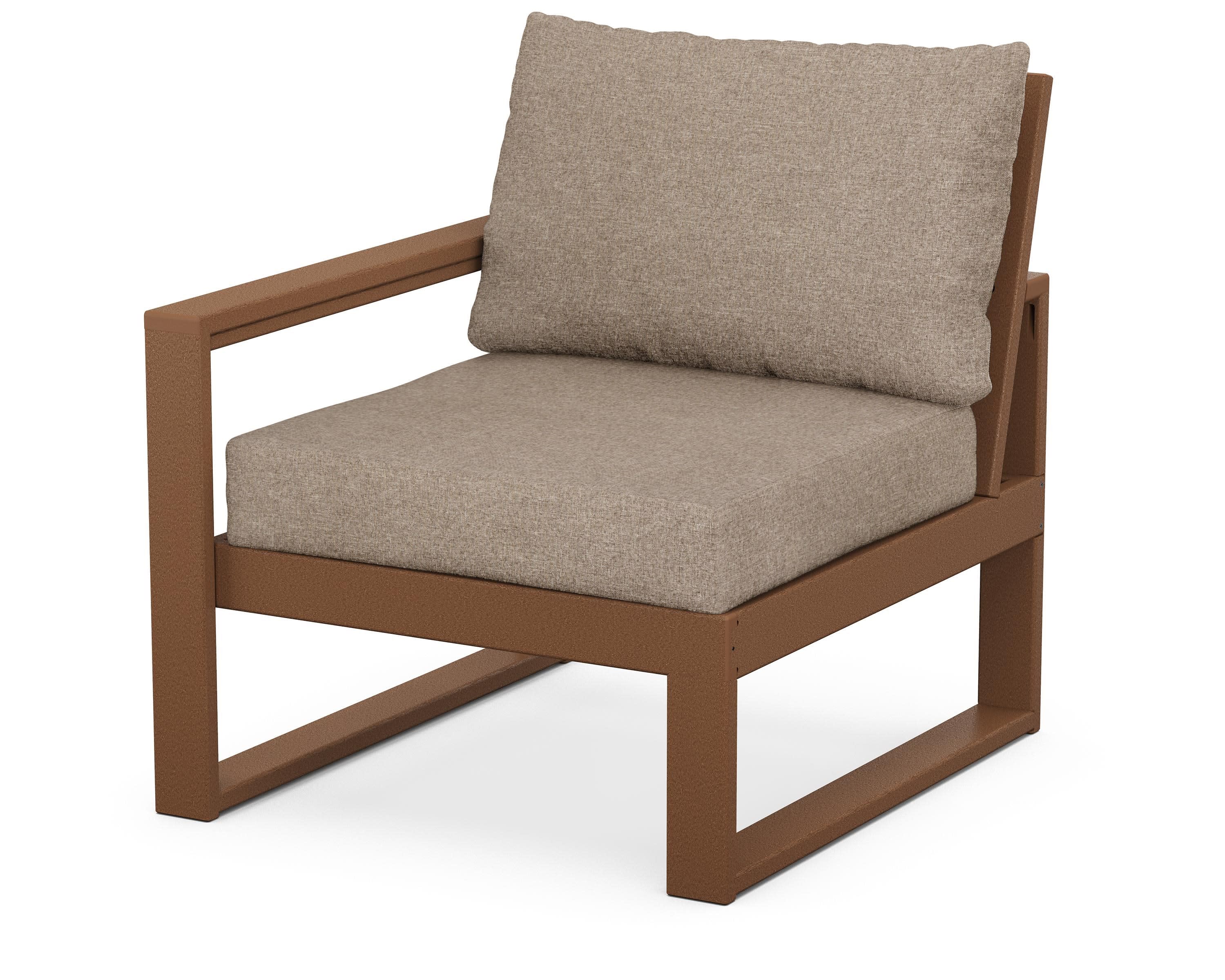 EDGE Modular Left Arm Chair in Teak / Spiced Burlap