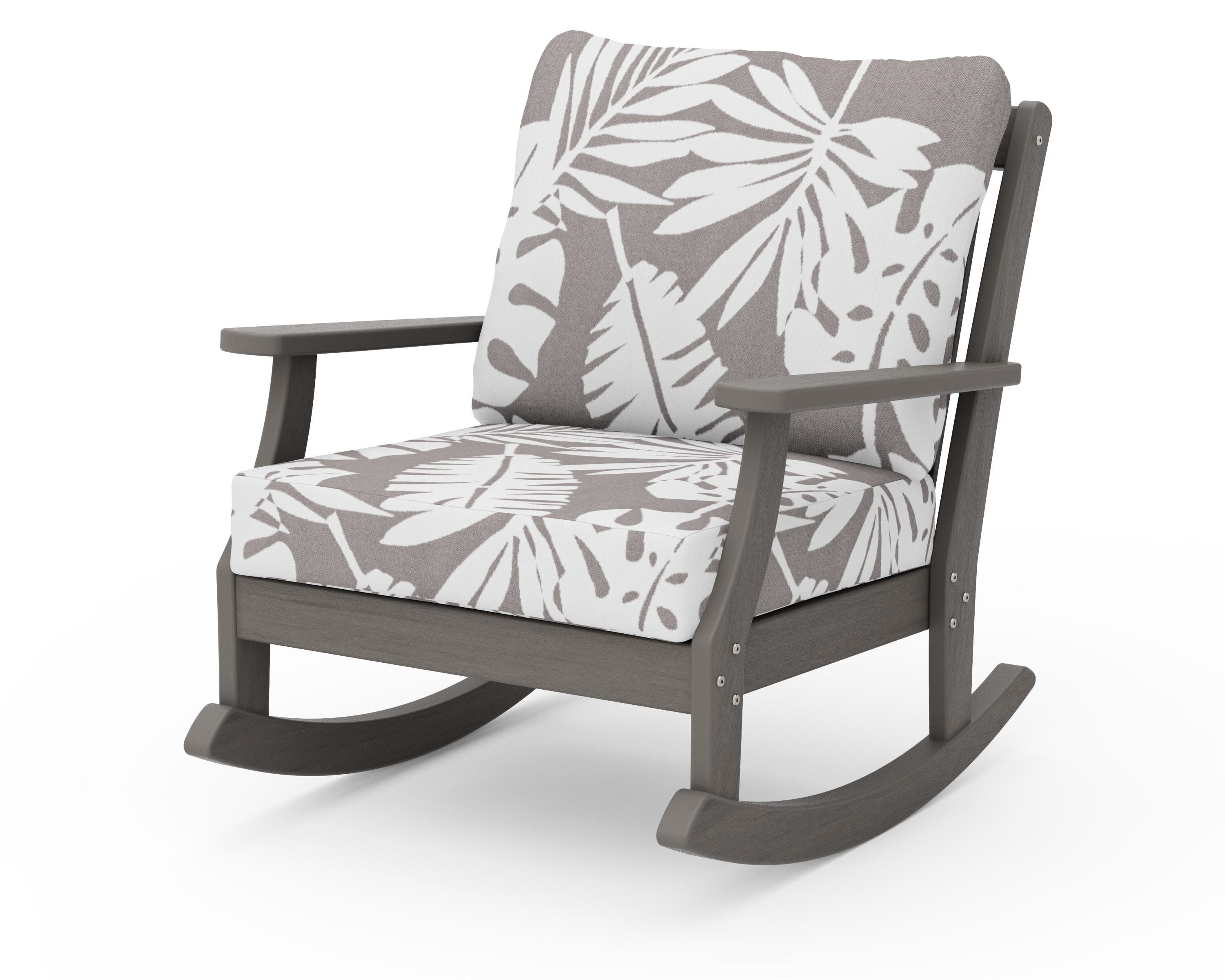 Braxton Deep Seating Rocking Chair in Driftwood / Leaf Grey Mist