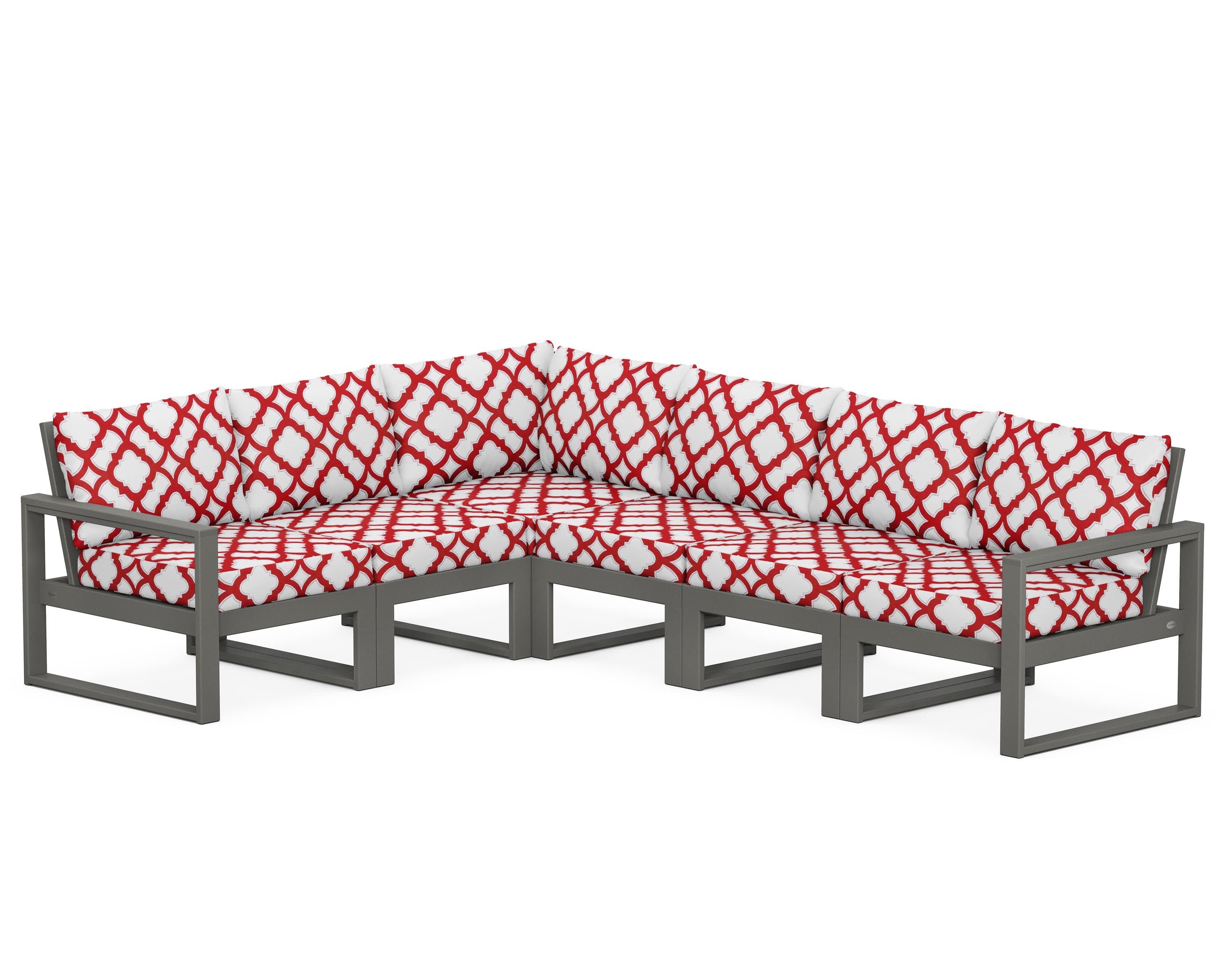 EDGE 6-Piece Modular Deep Seating Set in Slate Grey / Trellis Crimson