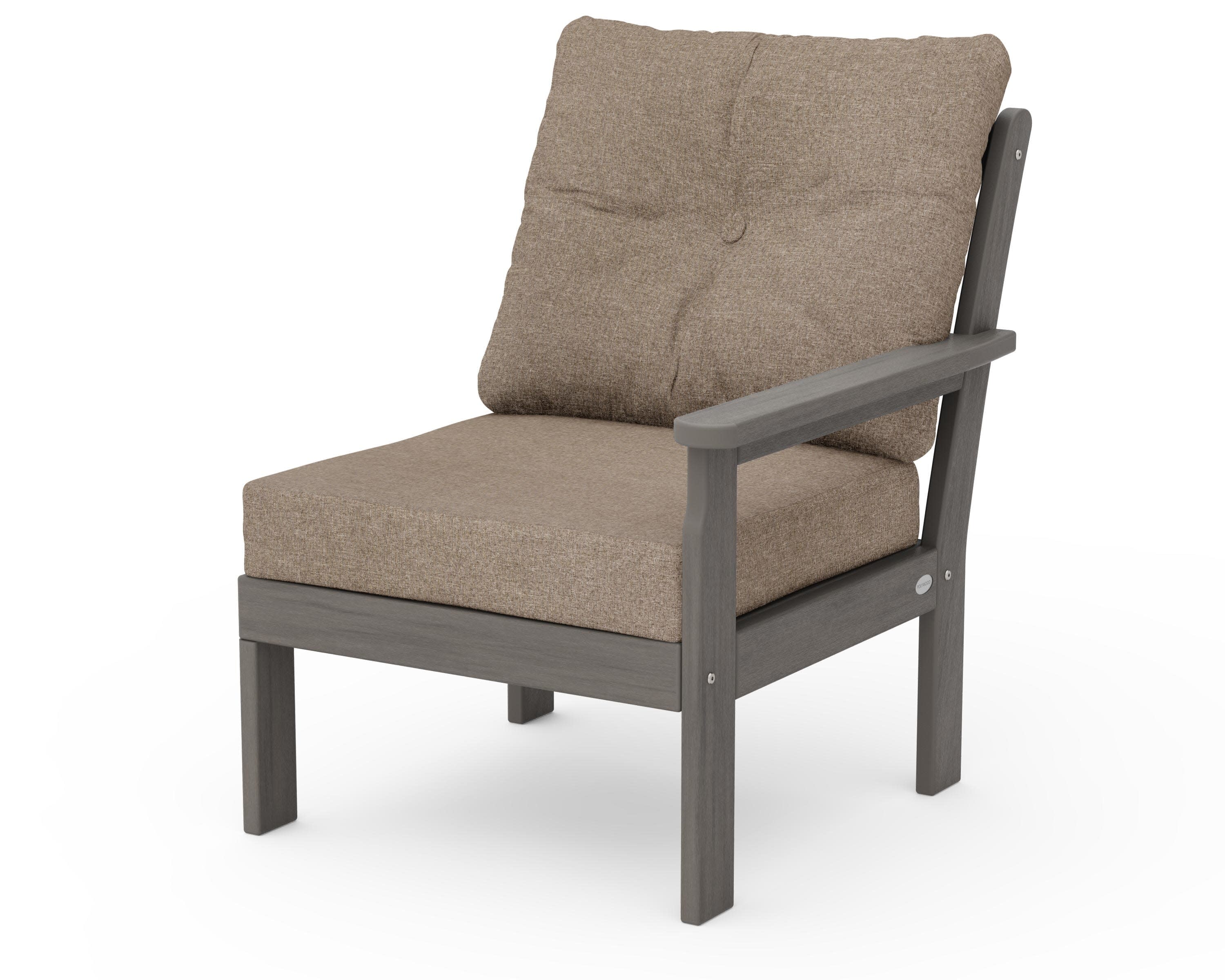 Vineyard Modular Right Arm Chair in Driftwood / Spiced Burlap