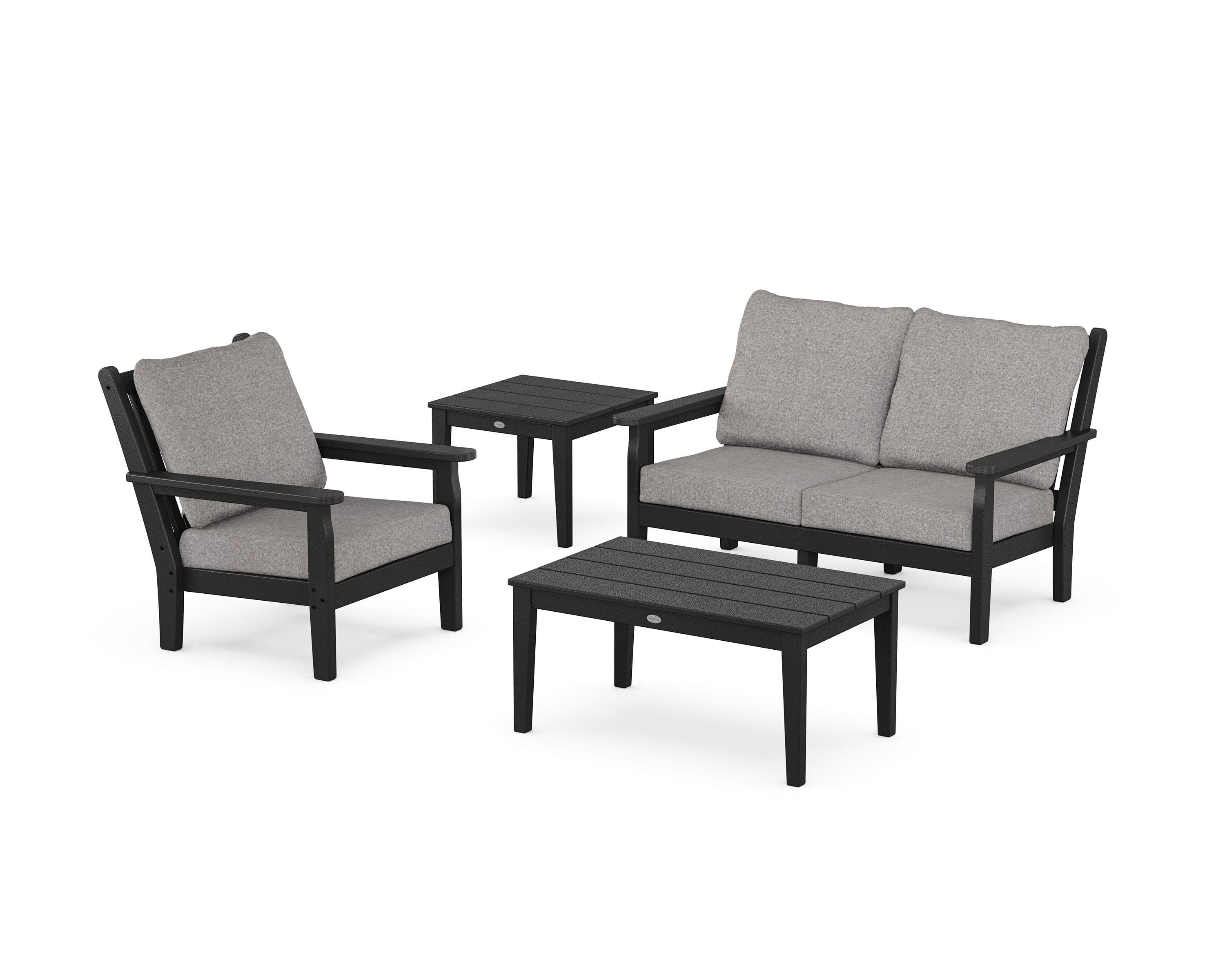 Chippendale 4-Piece Deep Seating Set in Black / Grey Mist