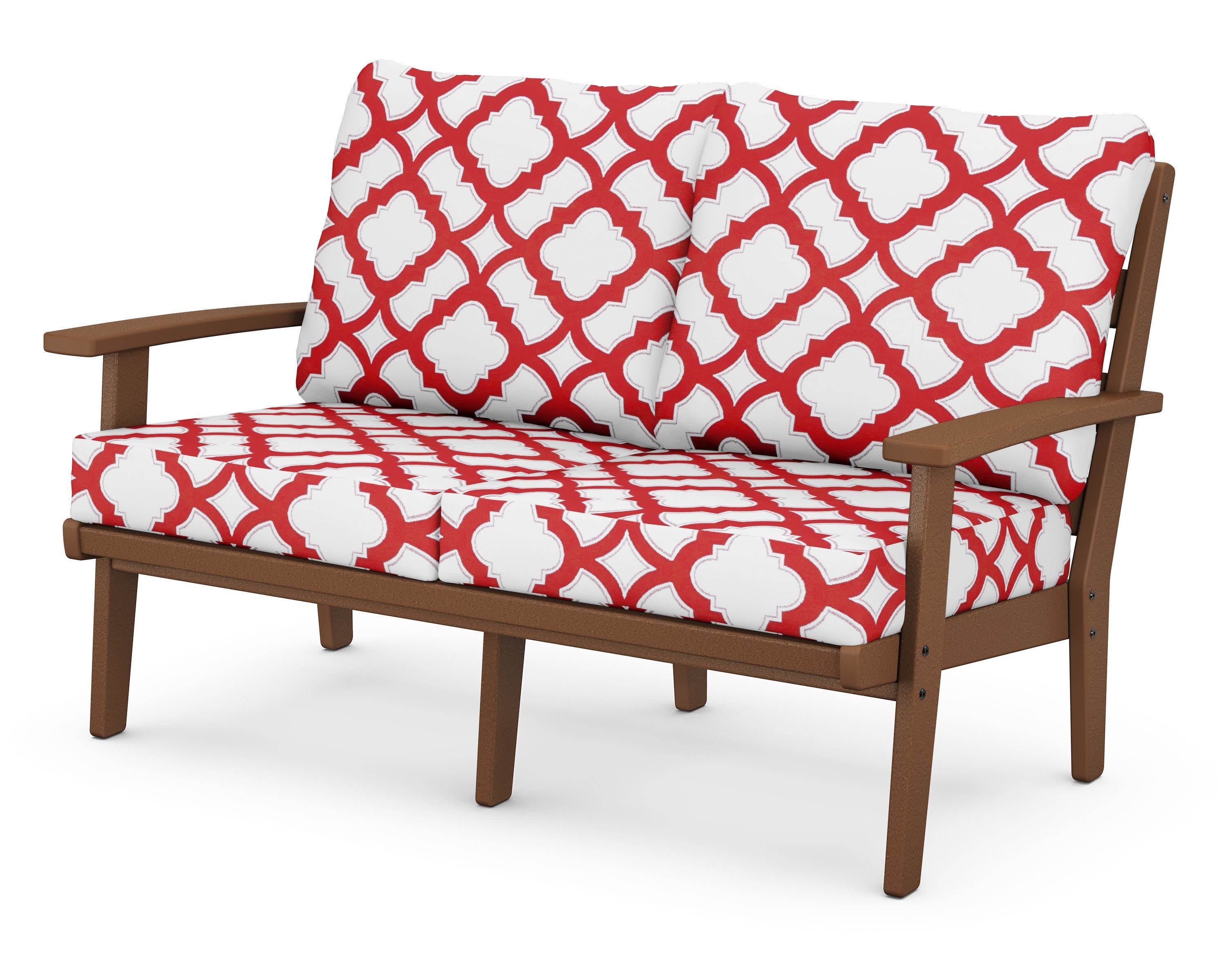 Grant Park Deep Seating Loveseat in Teak / Trellis Crimson