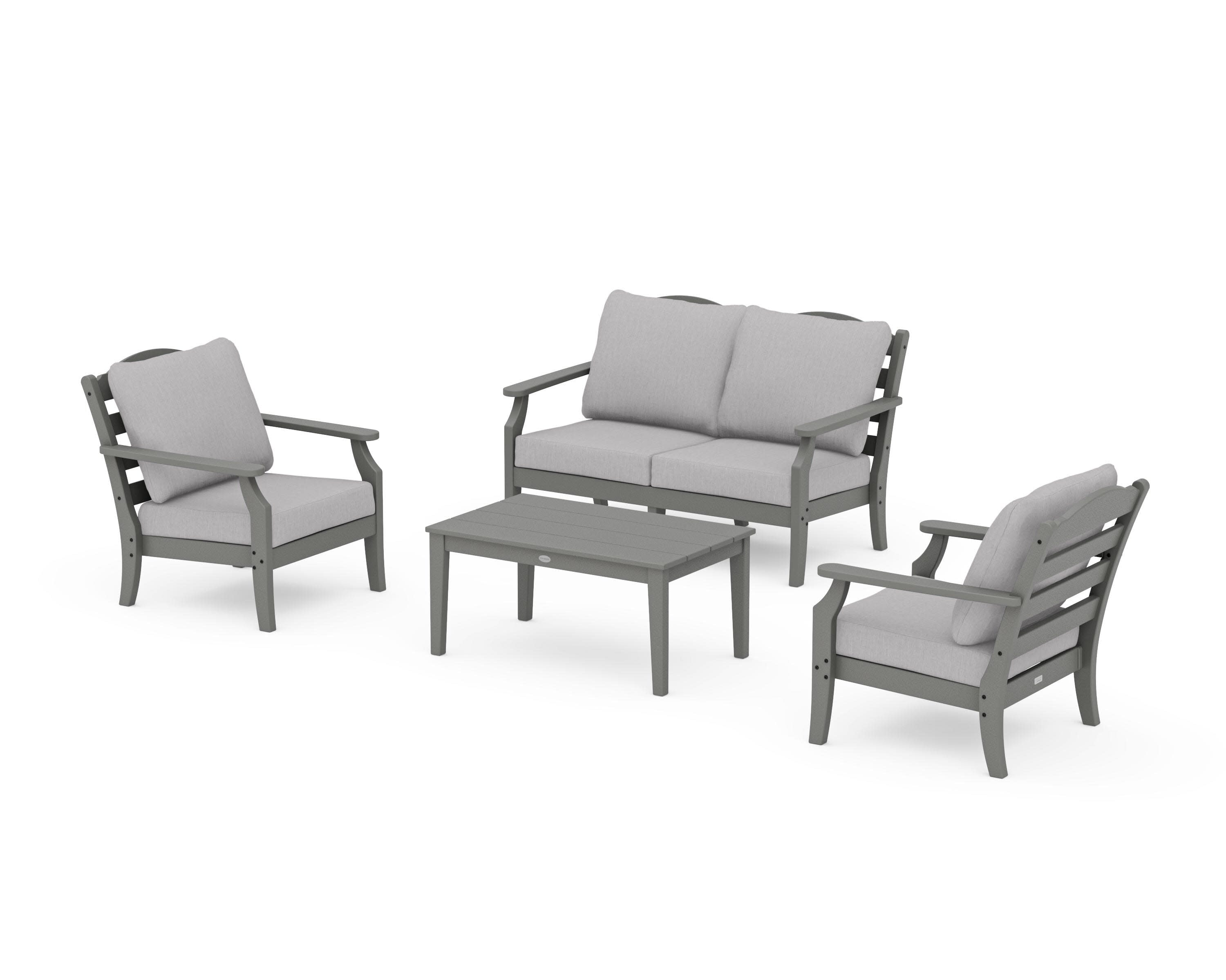 Savannah 4-Piece Deep Seating Set with Loveseat in Slate Grey / Granite