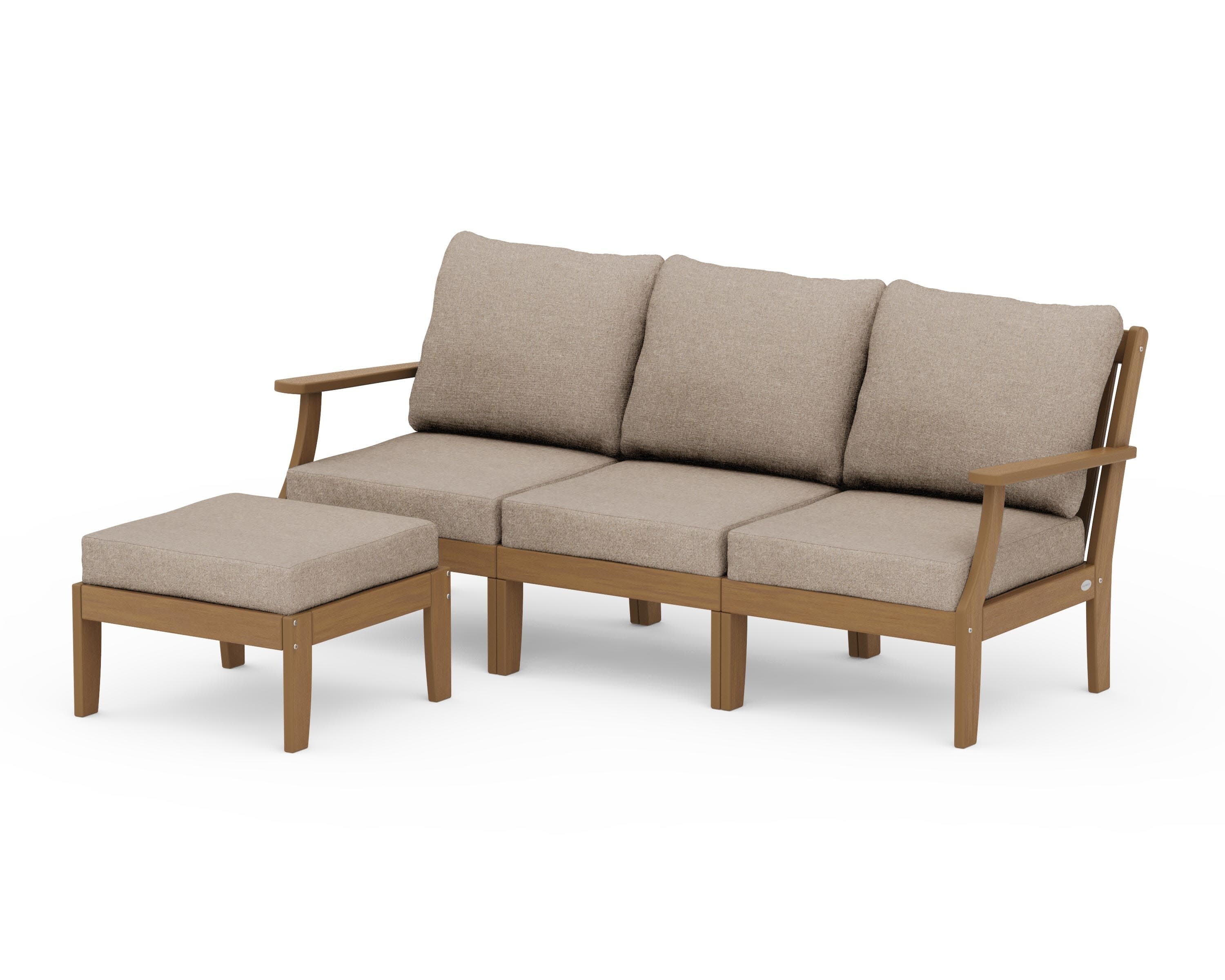 Braxton Modular 4-Piece Deep Seating Set with Ottoman in Natural / Spiced Burlap