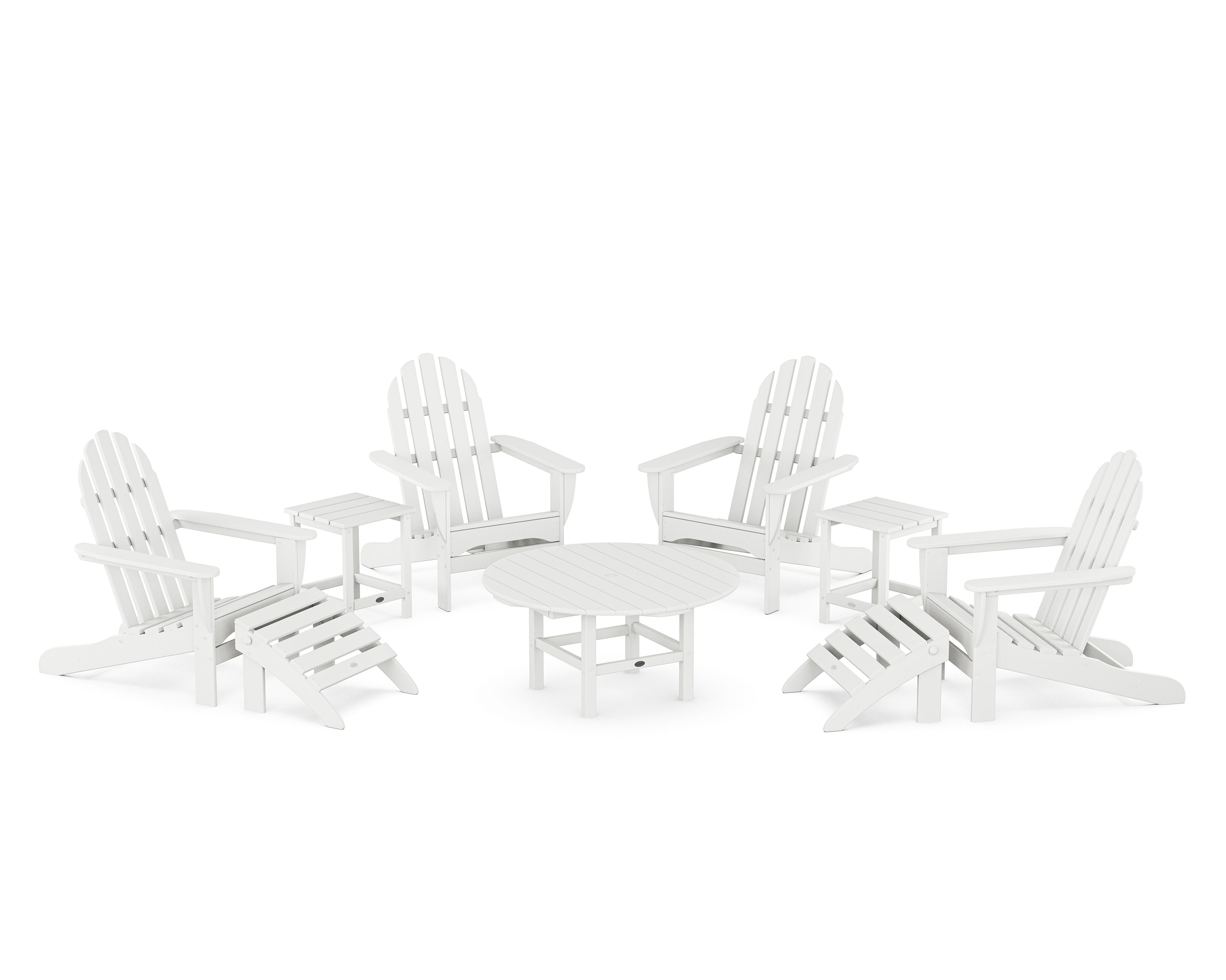 Classic Adirondack Chair 9-Piece Conversation Set in White