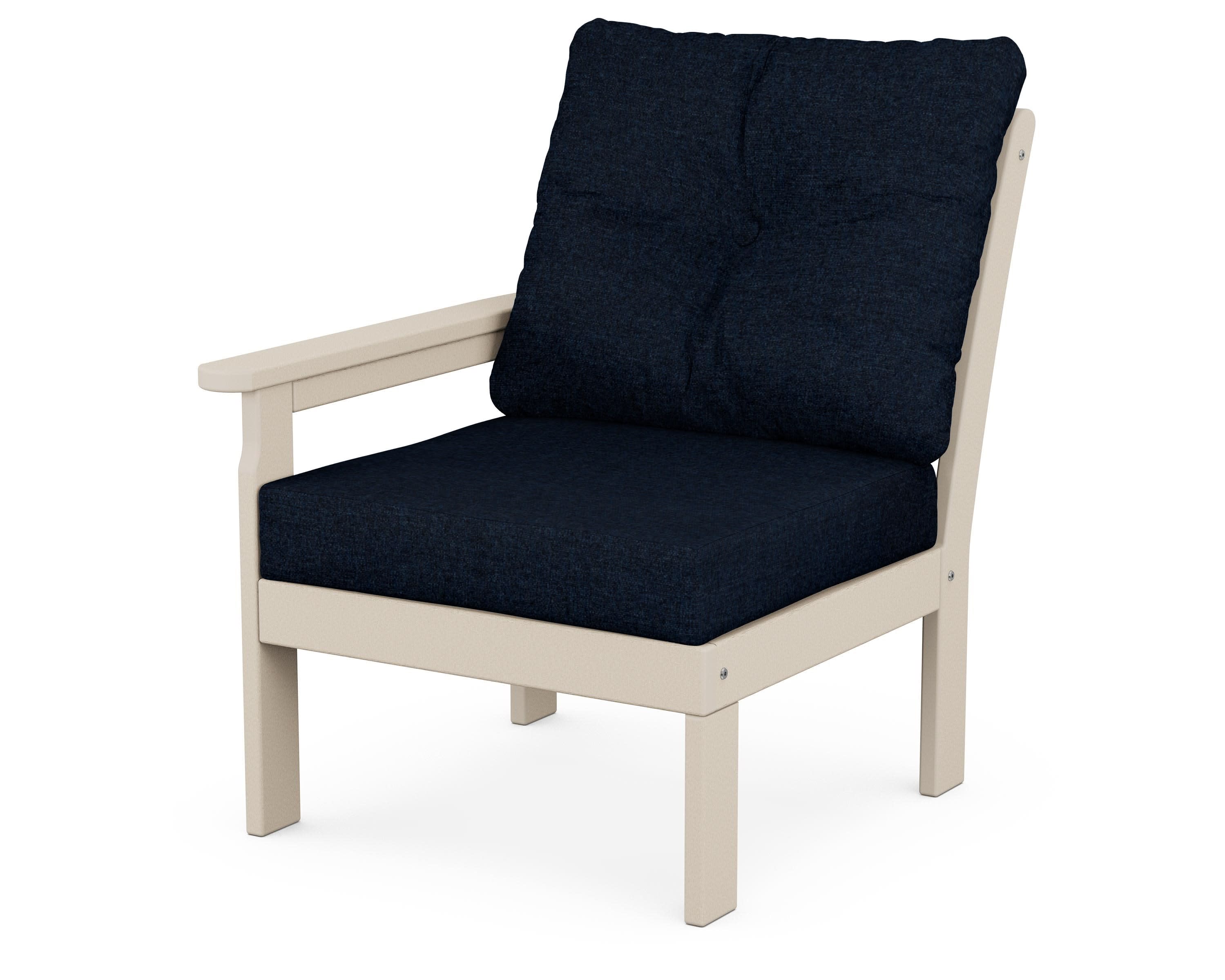 Vineyard Modular Left Arm Chair in Sand / Marine Indigo