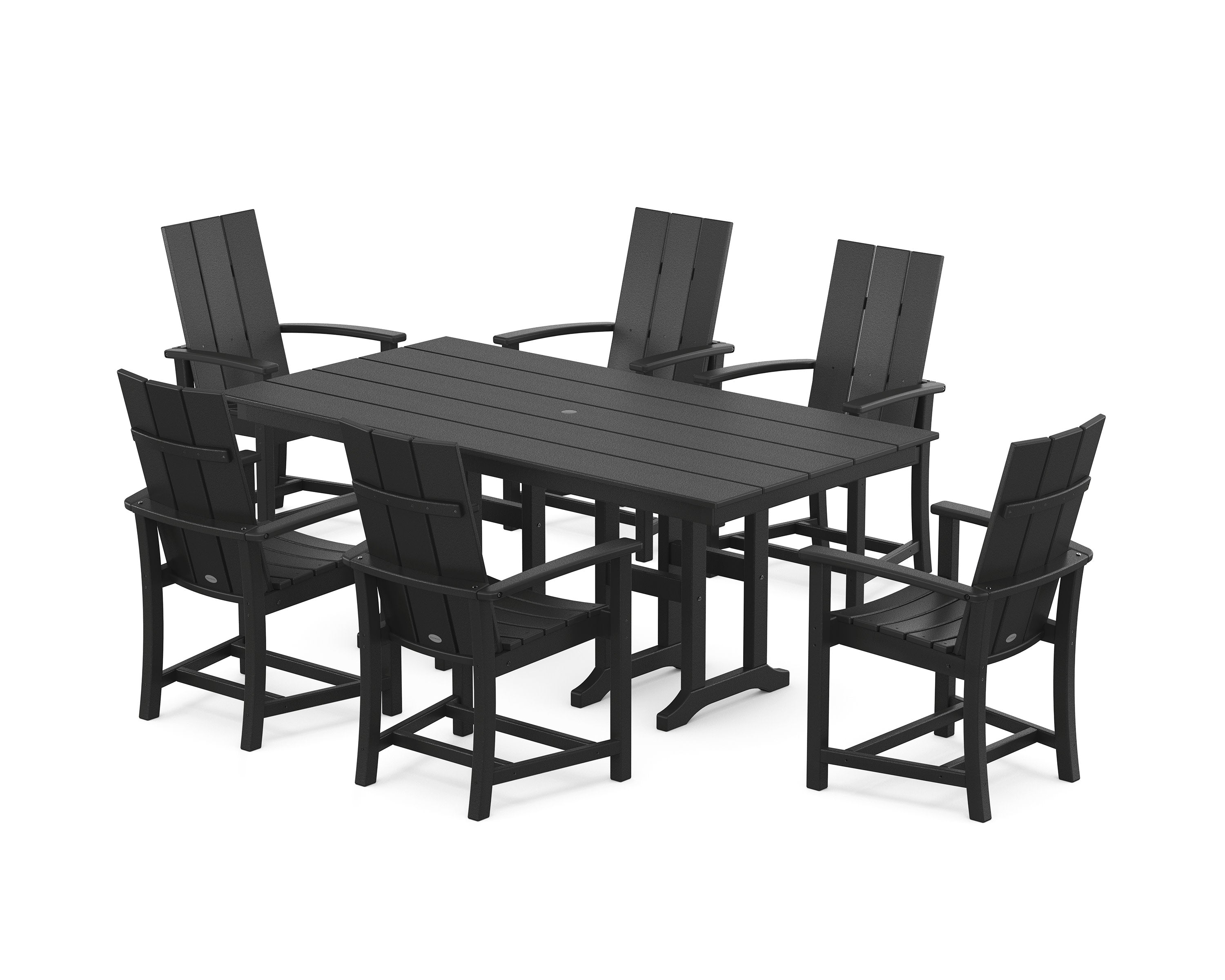 Modern Adirondack 7-Piece Farmhouse Dining Set in Black