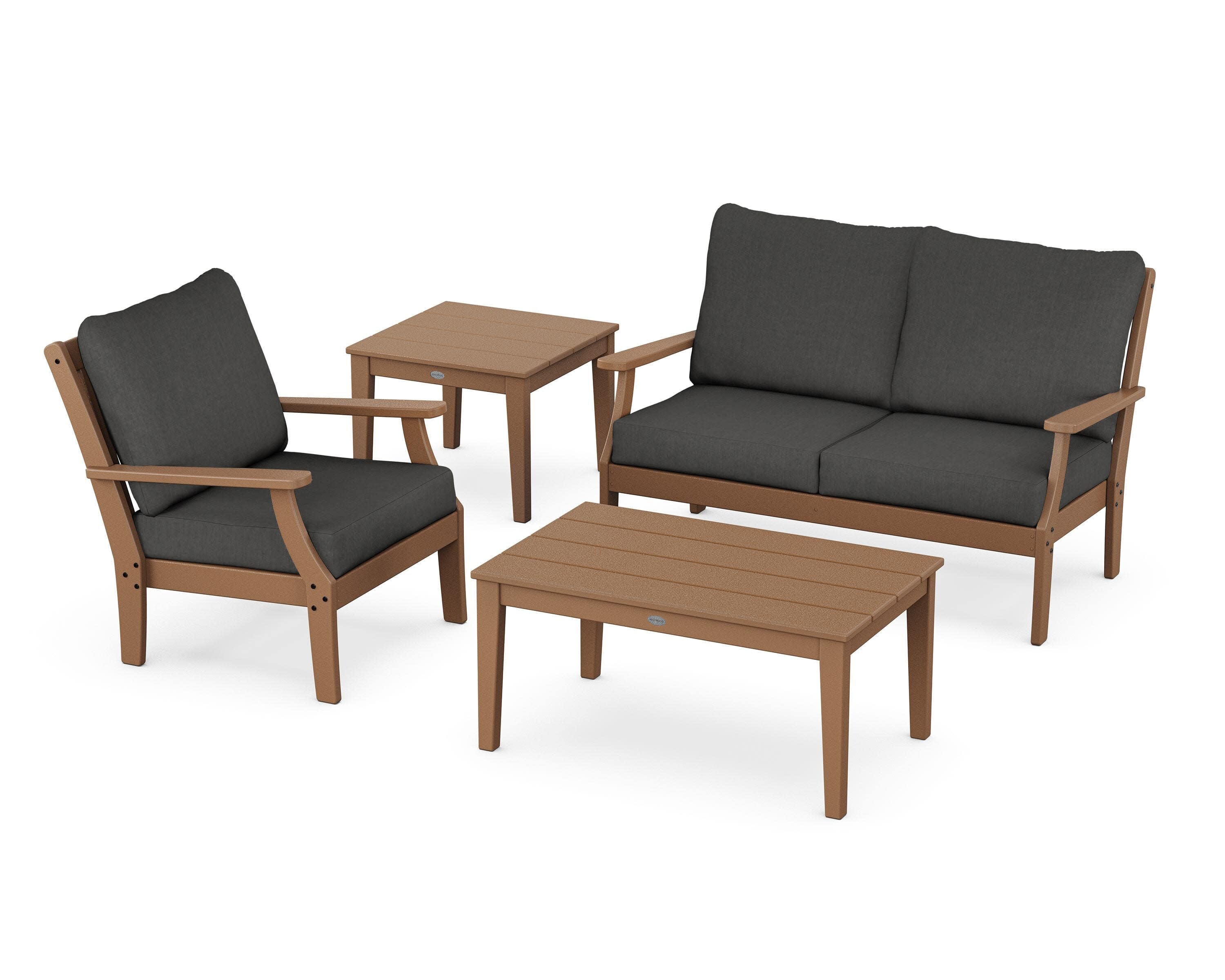 Braxton 4-Piece Deep Seating Set in Teak / Spectrum Carbon