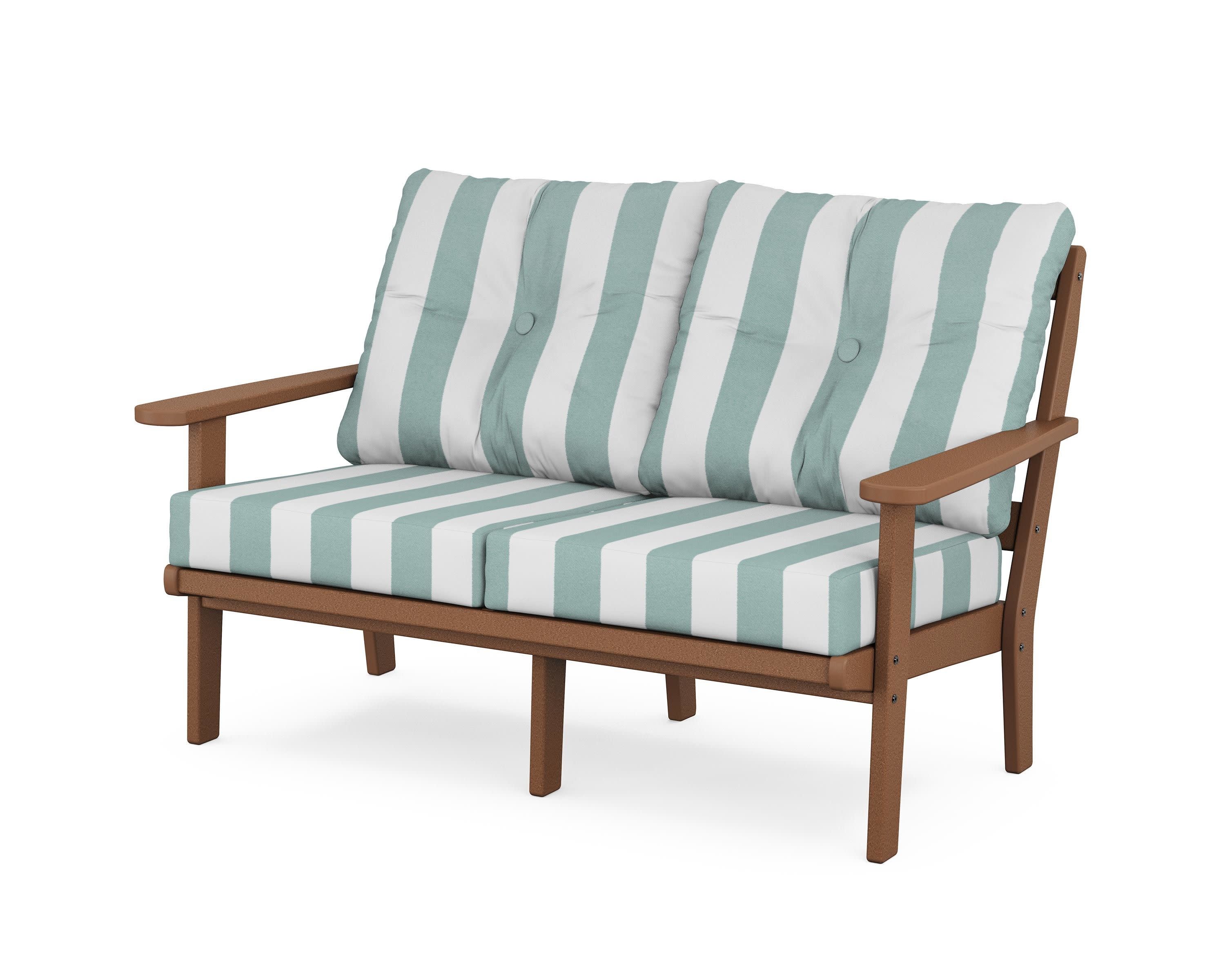 Mission Deep SeatingLoveseat in Teak / Cabana Stripe Glacier Spa