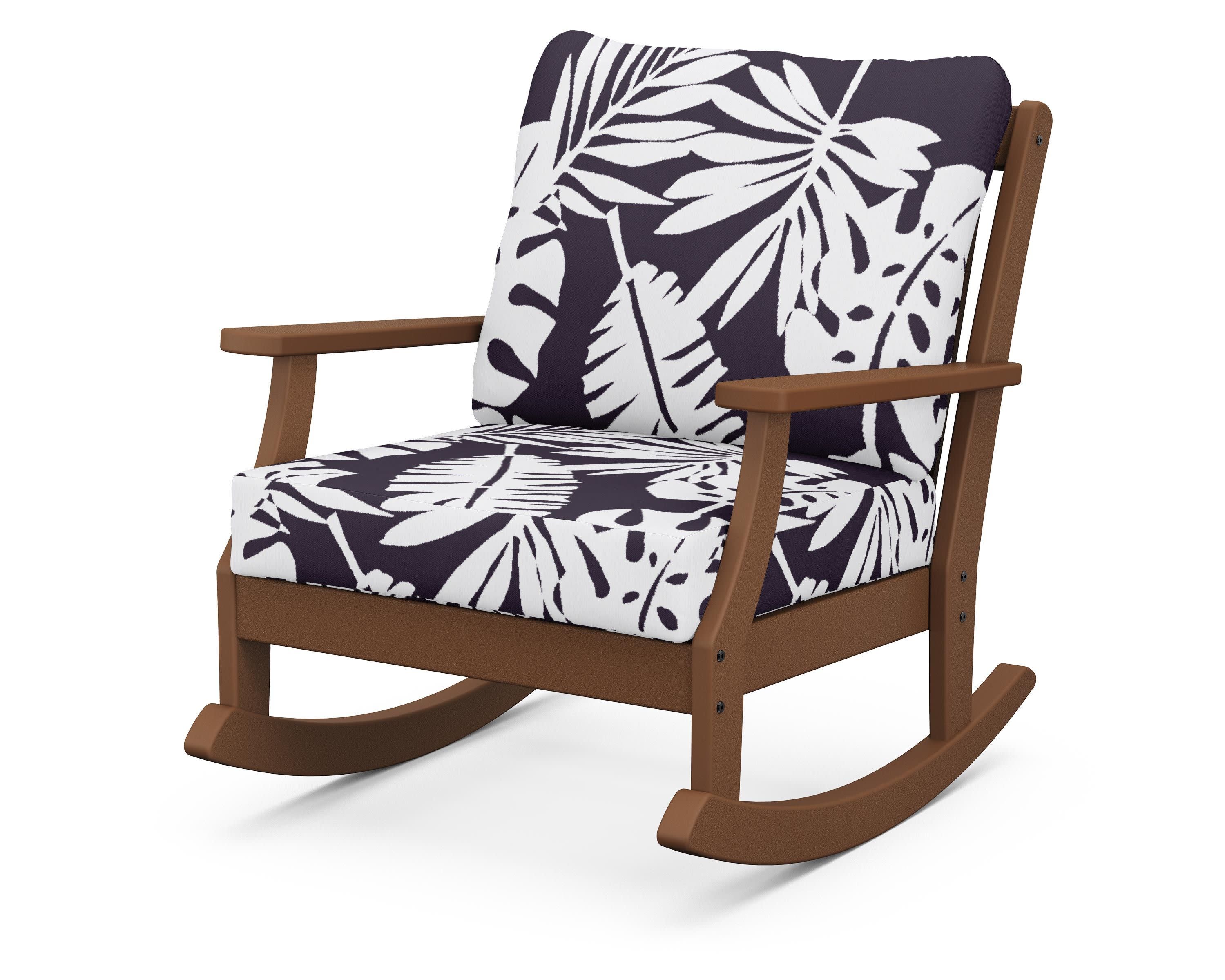 Braxton Deep Seating Rocking Chair in Teak / Leaf Navy