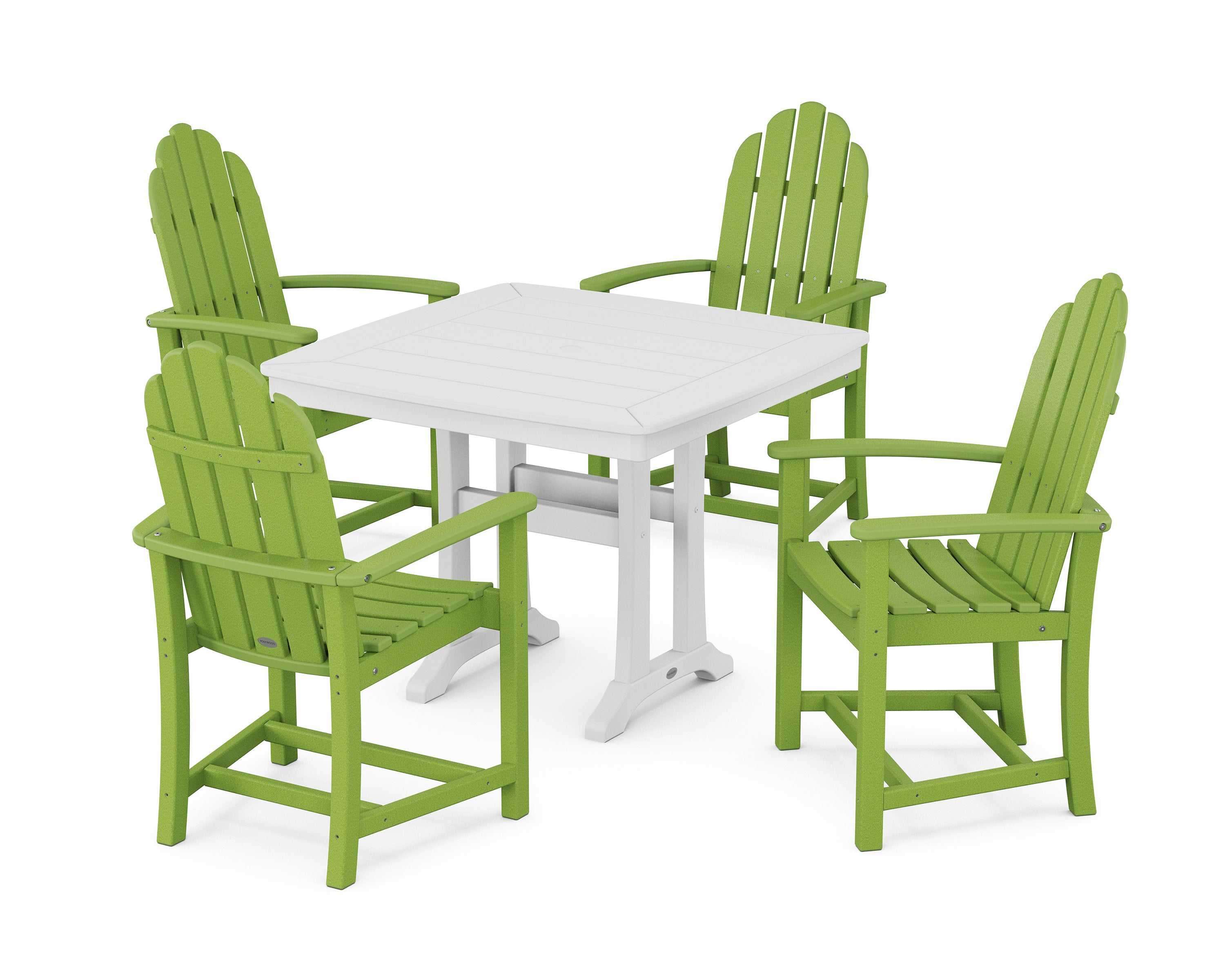 Classic Adirondack 5-Piece Dining Set with Trestle Legs in Lime / White
