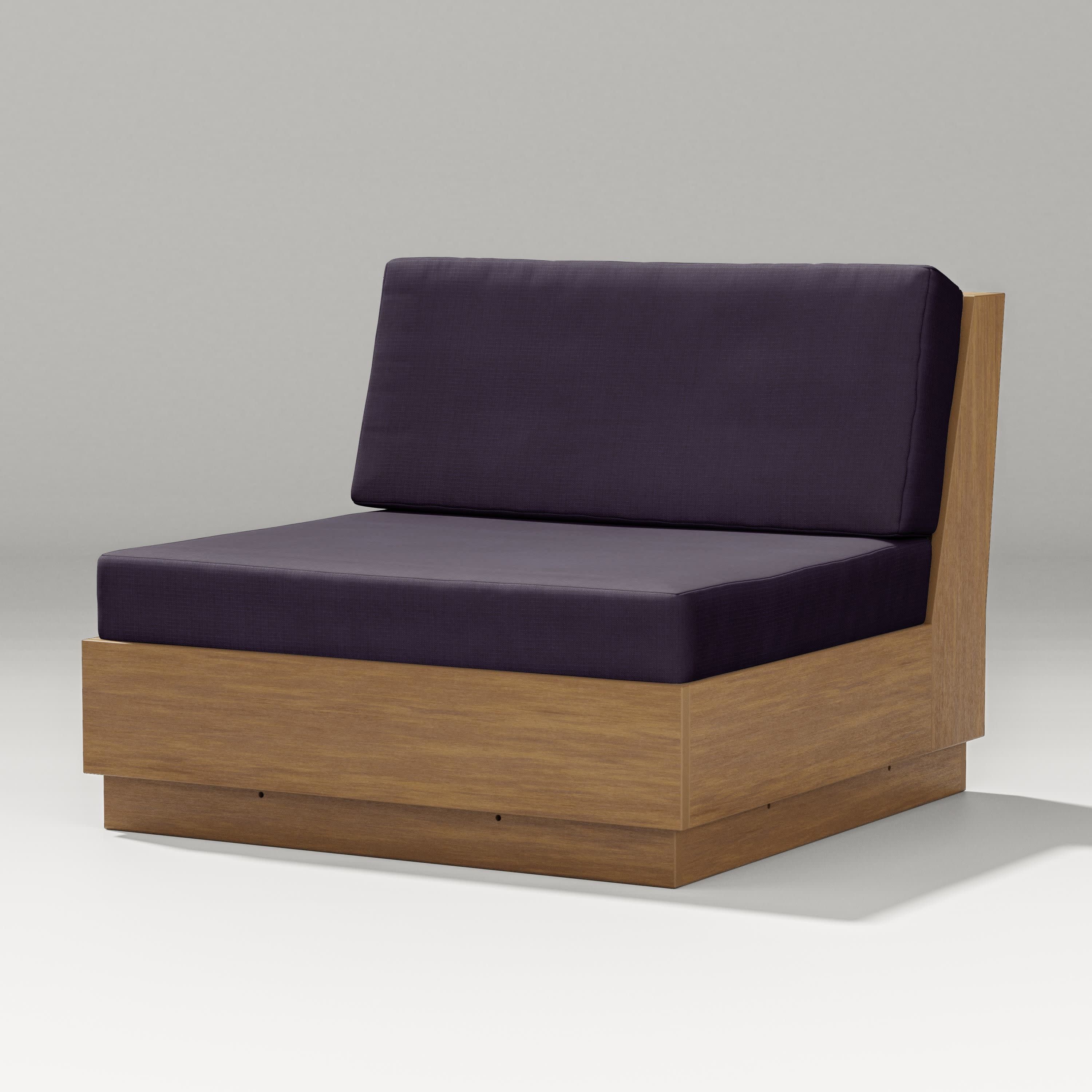 Elevate Modular Armless Chair in Natural / Navy Linen