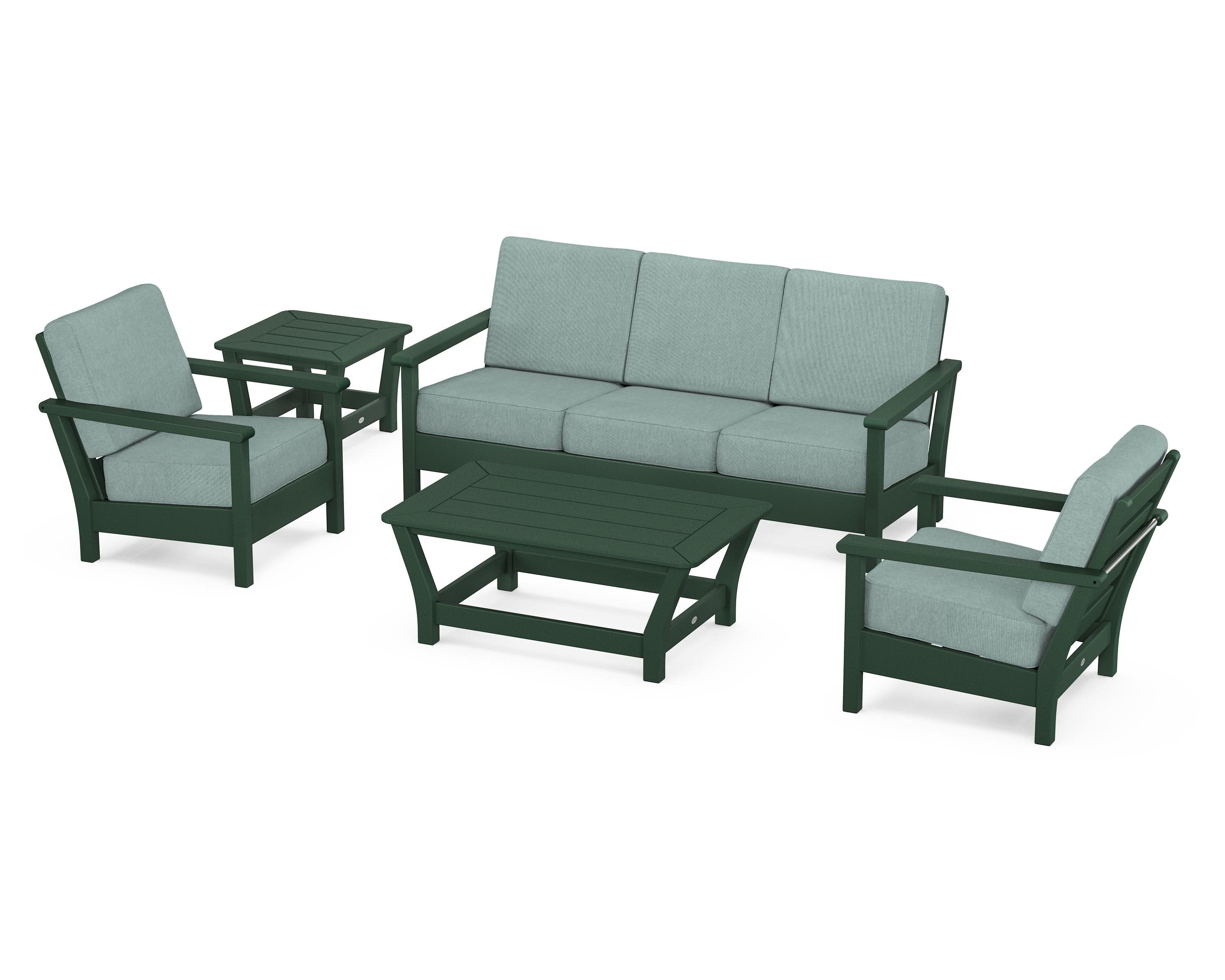 Harbour 5-Piece Deep Seating Set in Green / Glacier Spa