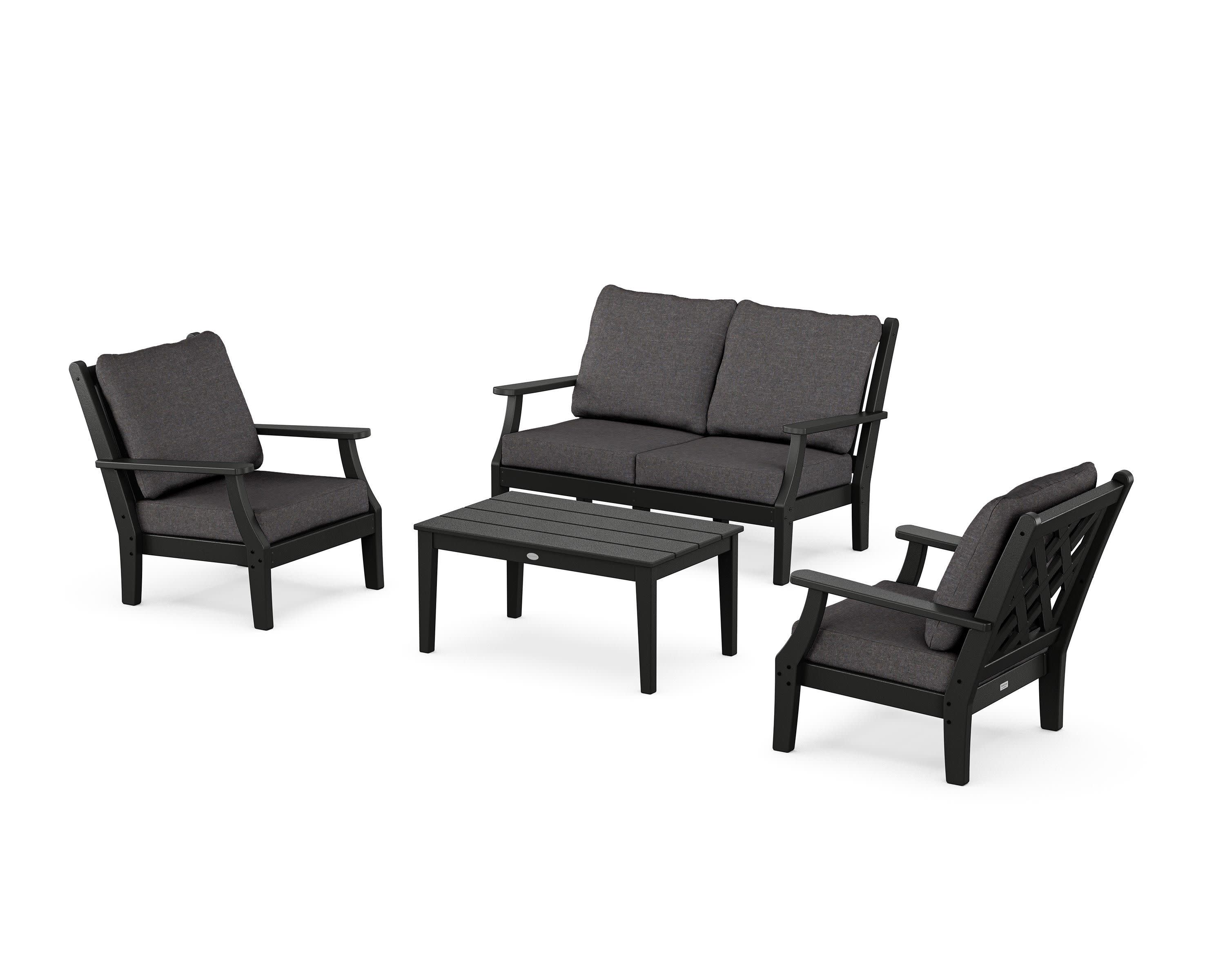 Wovendale 4-Piece Deep Seating Set with Loveseat in Black / Ash Charcoal