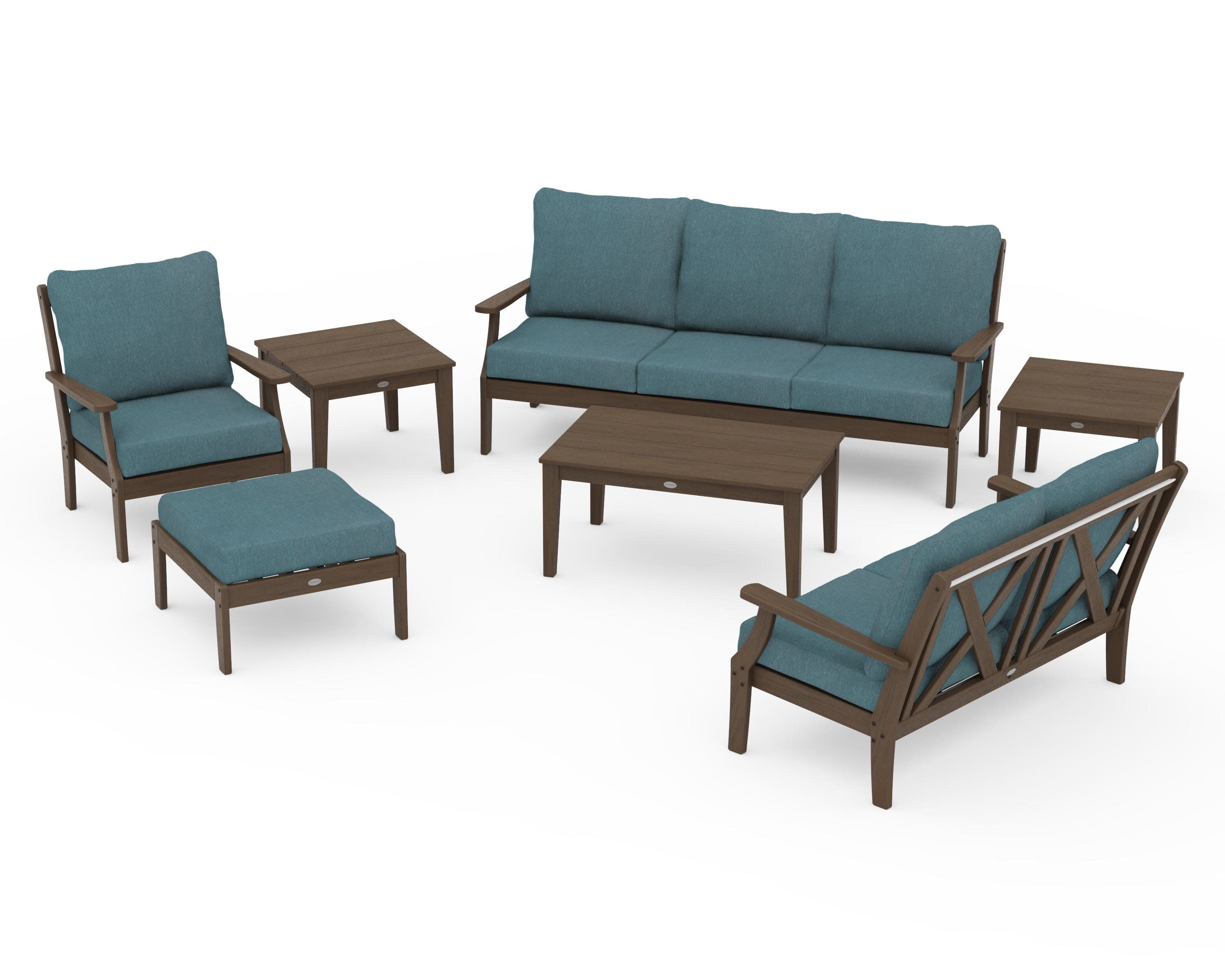 Braxton 7-Piece Deep Seating Set in Kona / Ocean Teal