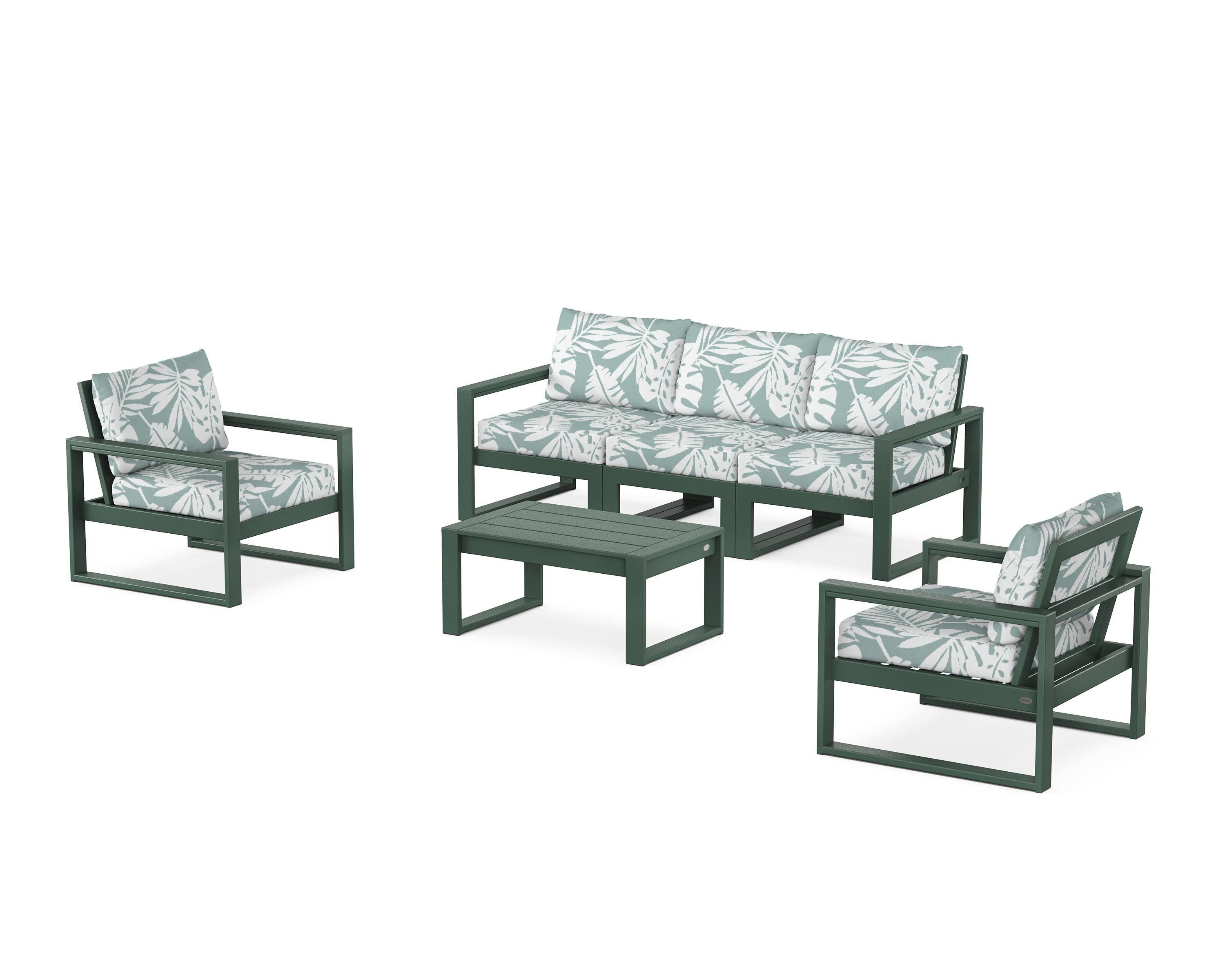 EDGE Sectional 4-Piece Deep Seating Set with Sofa in Green / Leaf Glacier Spa