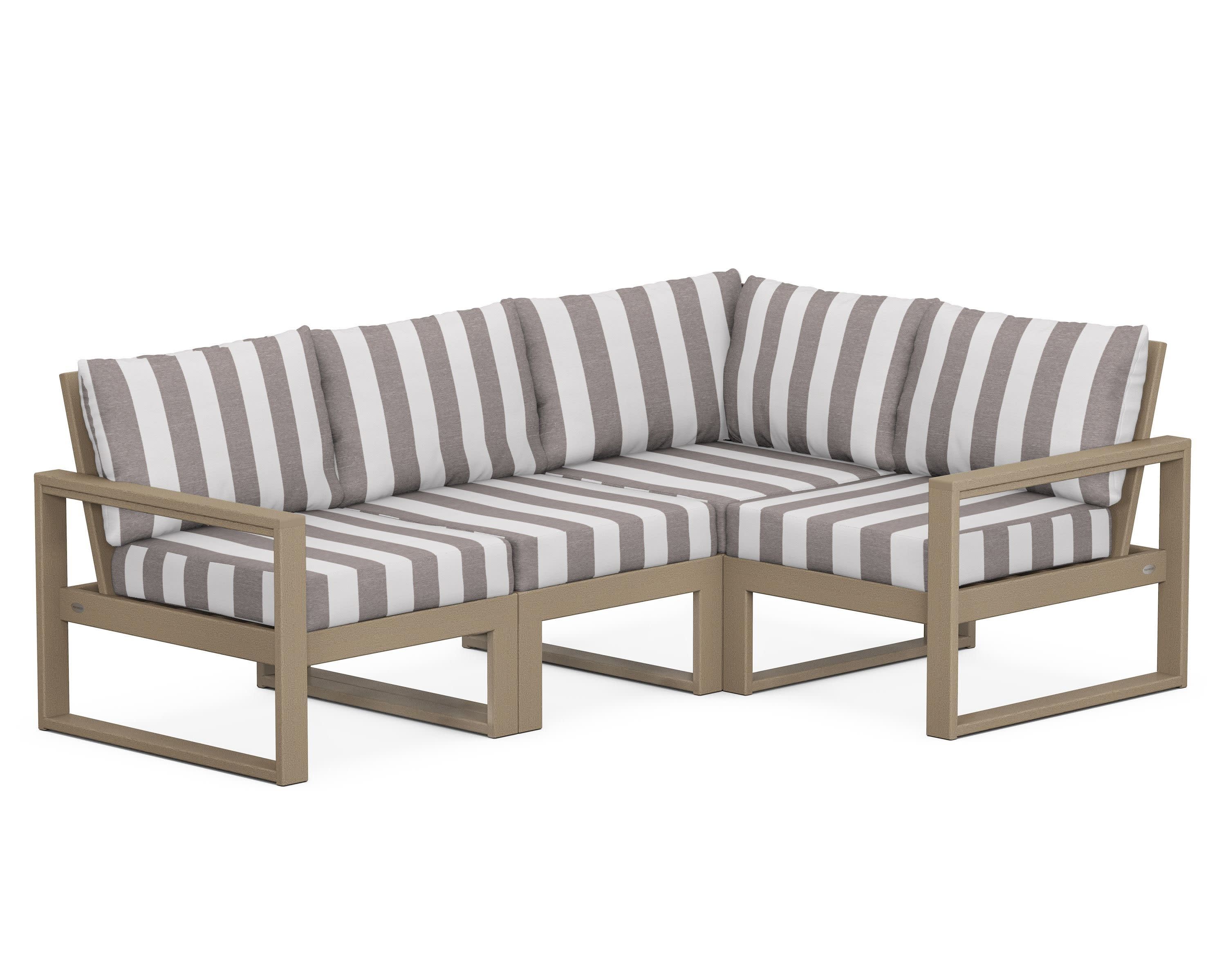 EDGE 4-Piece Modular Deep Seating Set in Vintage Sahara / Cabana Stripe Grey Mist