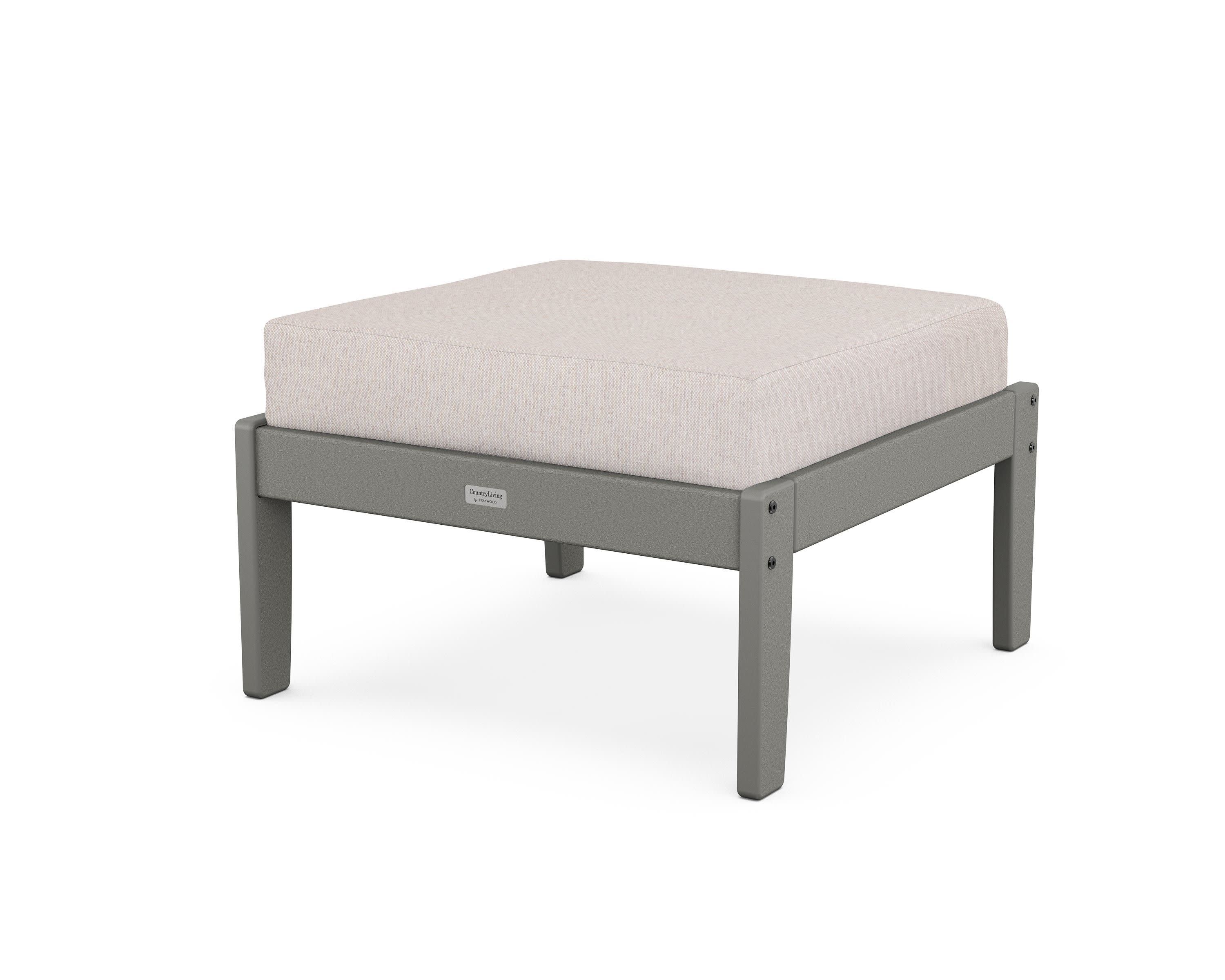 Cottage Deep Seating Ottoman in Slate Grey / Dune Burlap