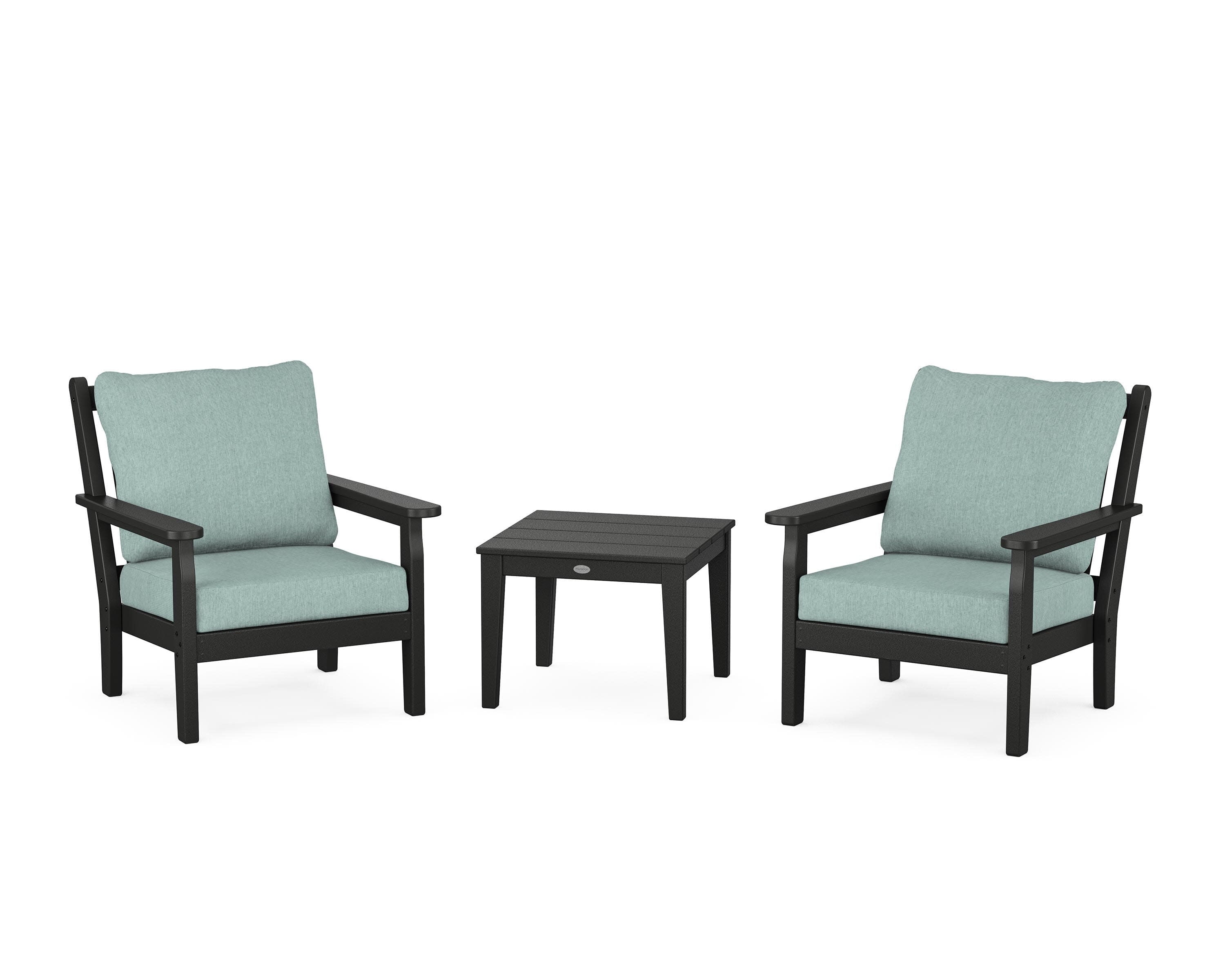 Chippendale 3-Piece Deep Seating Set in Black / Glacier Spa