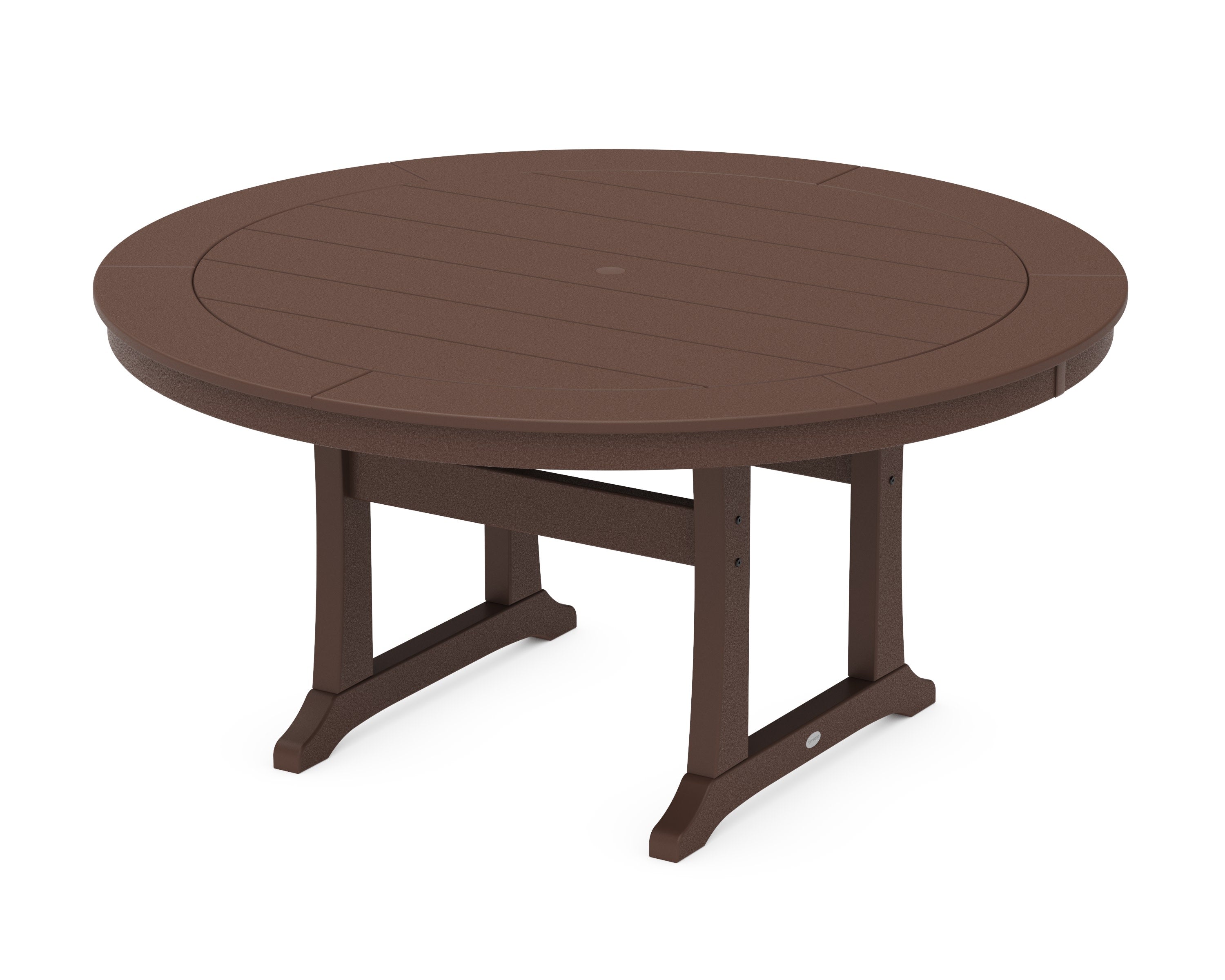Nautical Trestle 60" Round Dining Table in Mahogany