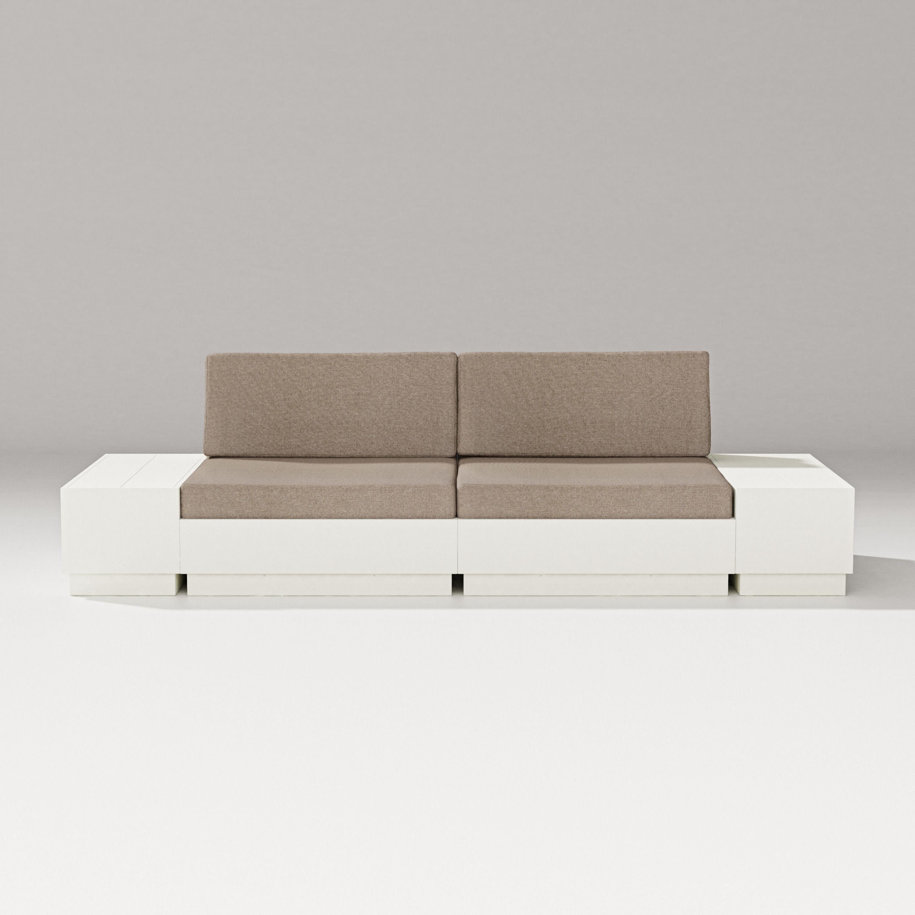 Elevate 4-Piece Loveseat Sectional in Vintage White / Spiced Burlap