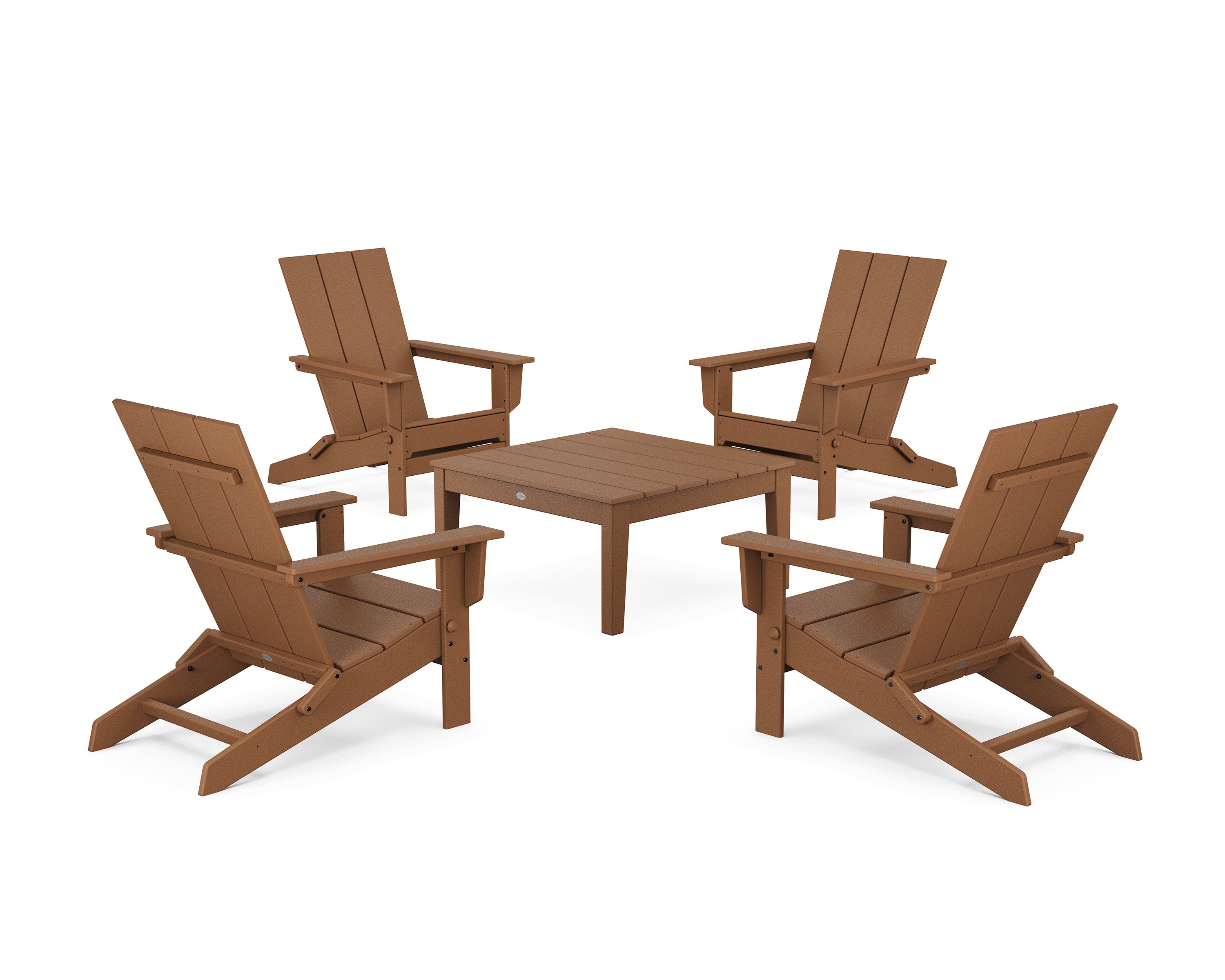 5-Piece Modern Studio Folding Adirondack Chair Conversation Group in Teak