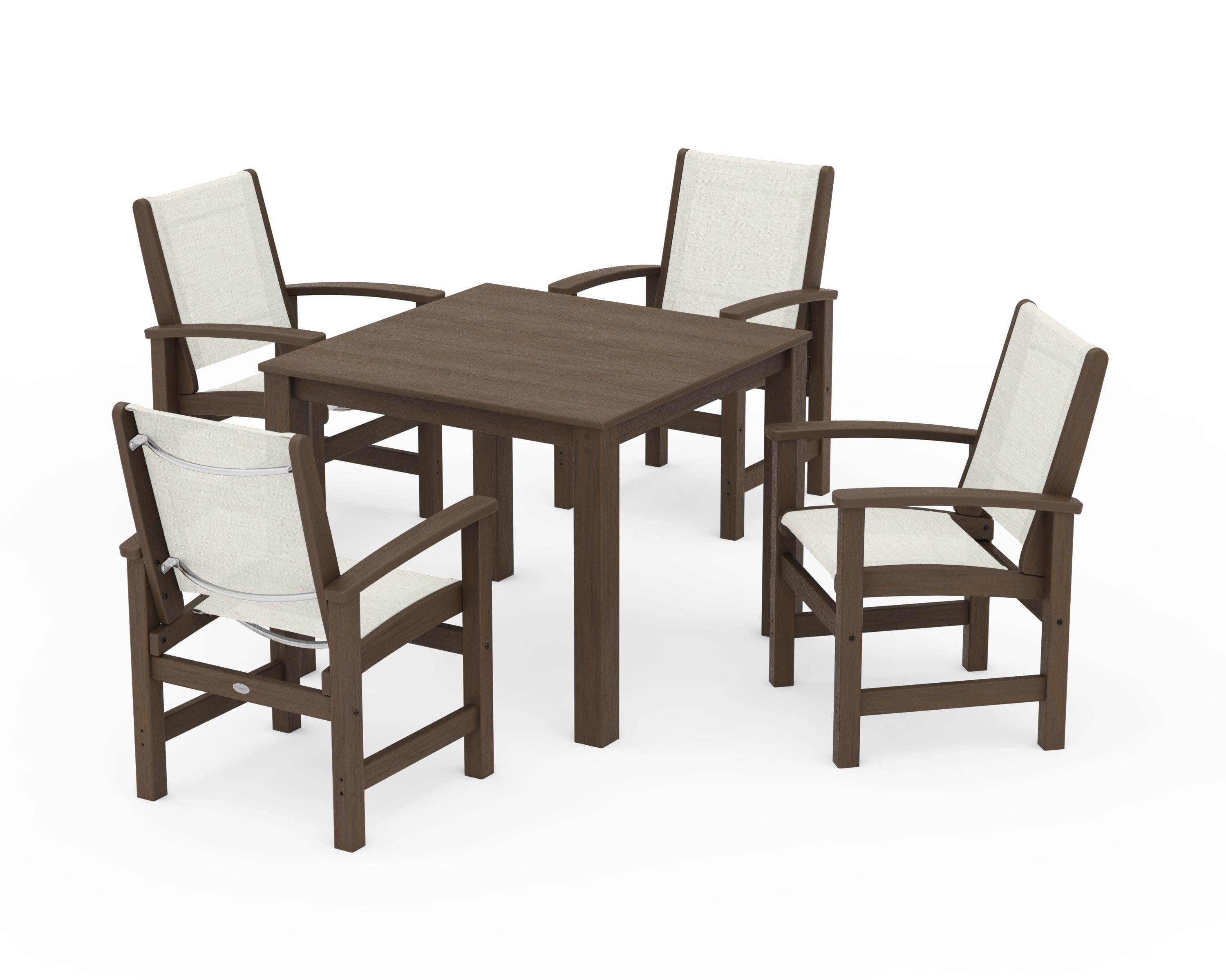 Coastal 5-Piece Parsons Dining Set in Kona / Parchment Sling