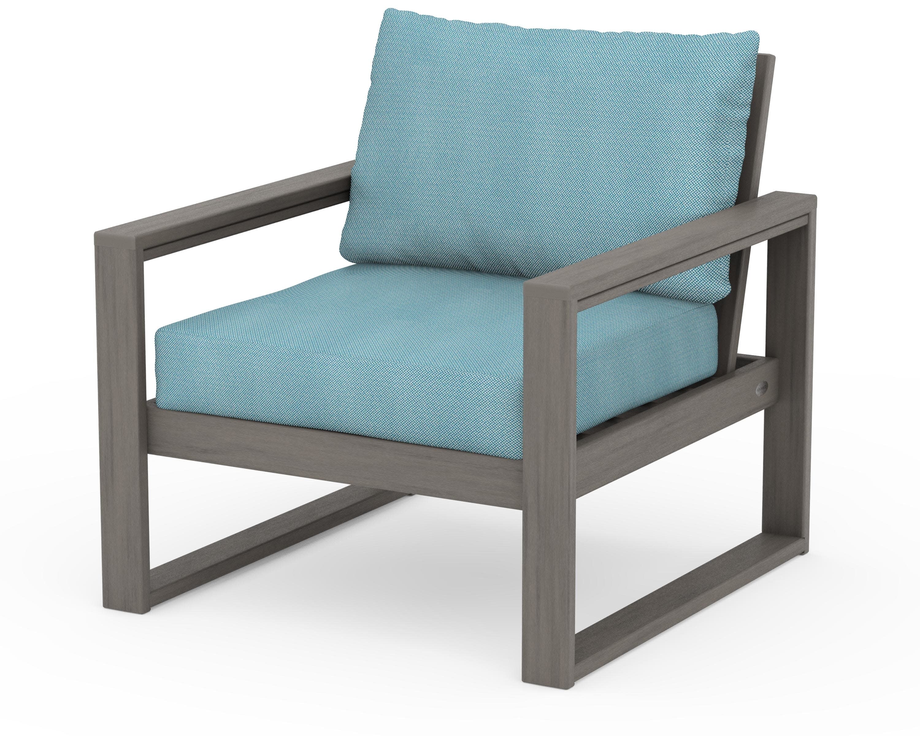 EDGE Club Chair in Driftwood / Lattice Sky Blue