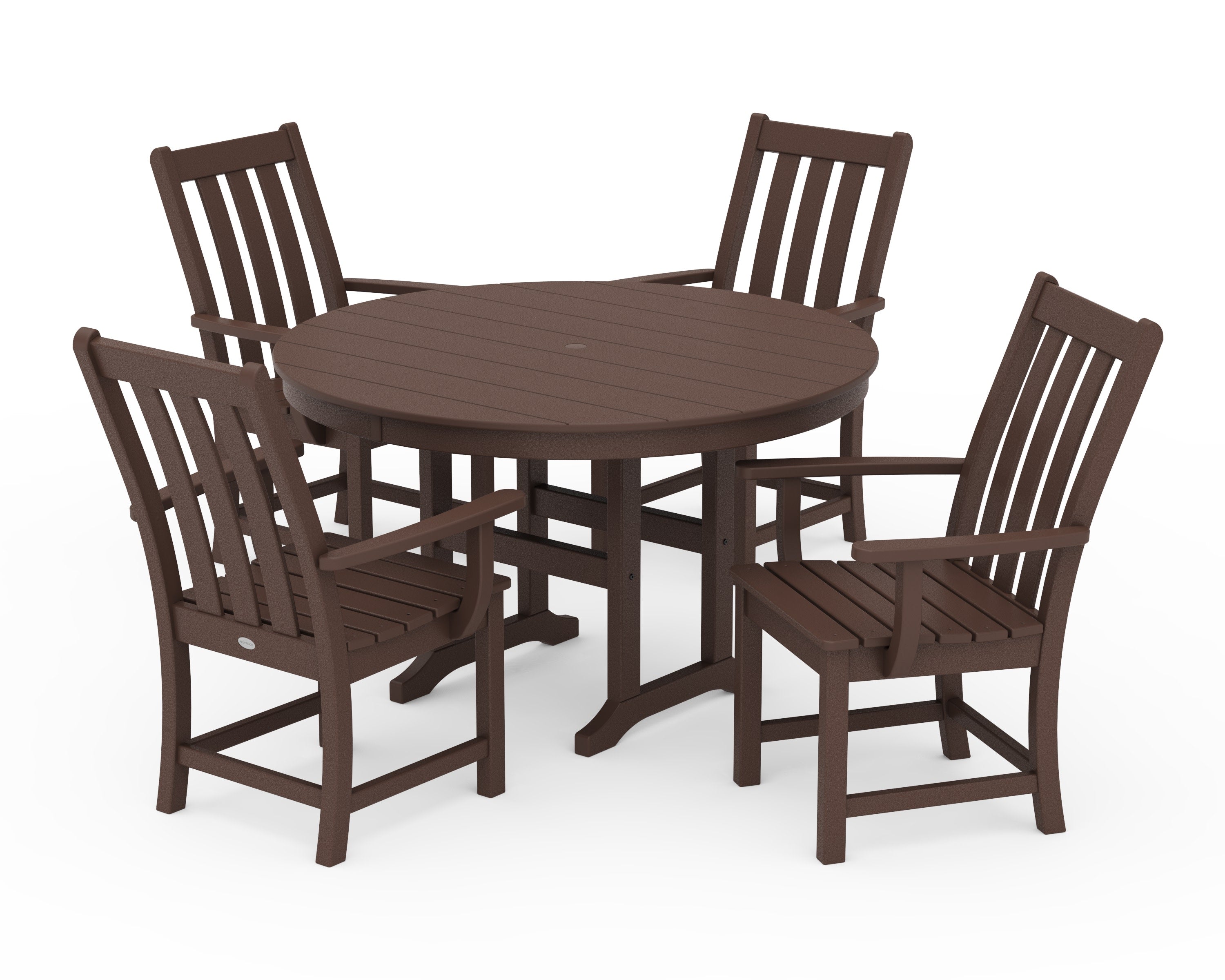 Vineyard 5-Piece Round Farmhouse Dining Set in Mahogany