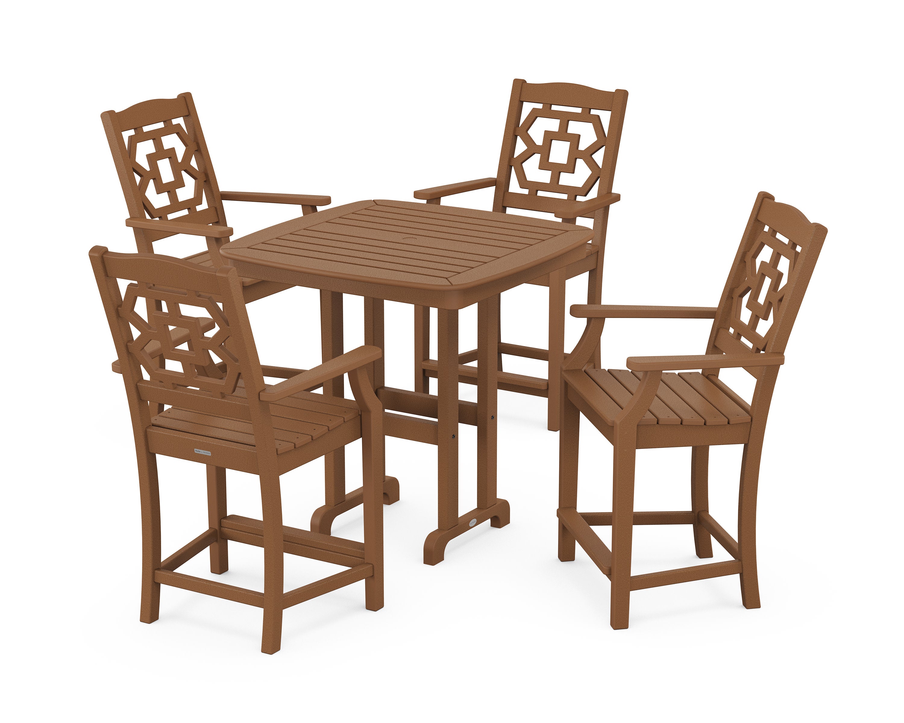 Chinoiserie 5-Piece Counter Set in Teak