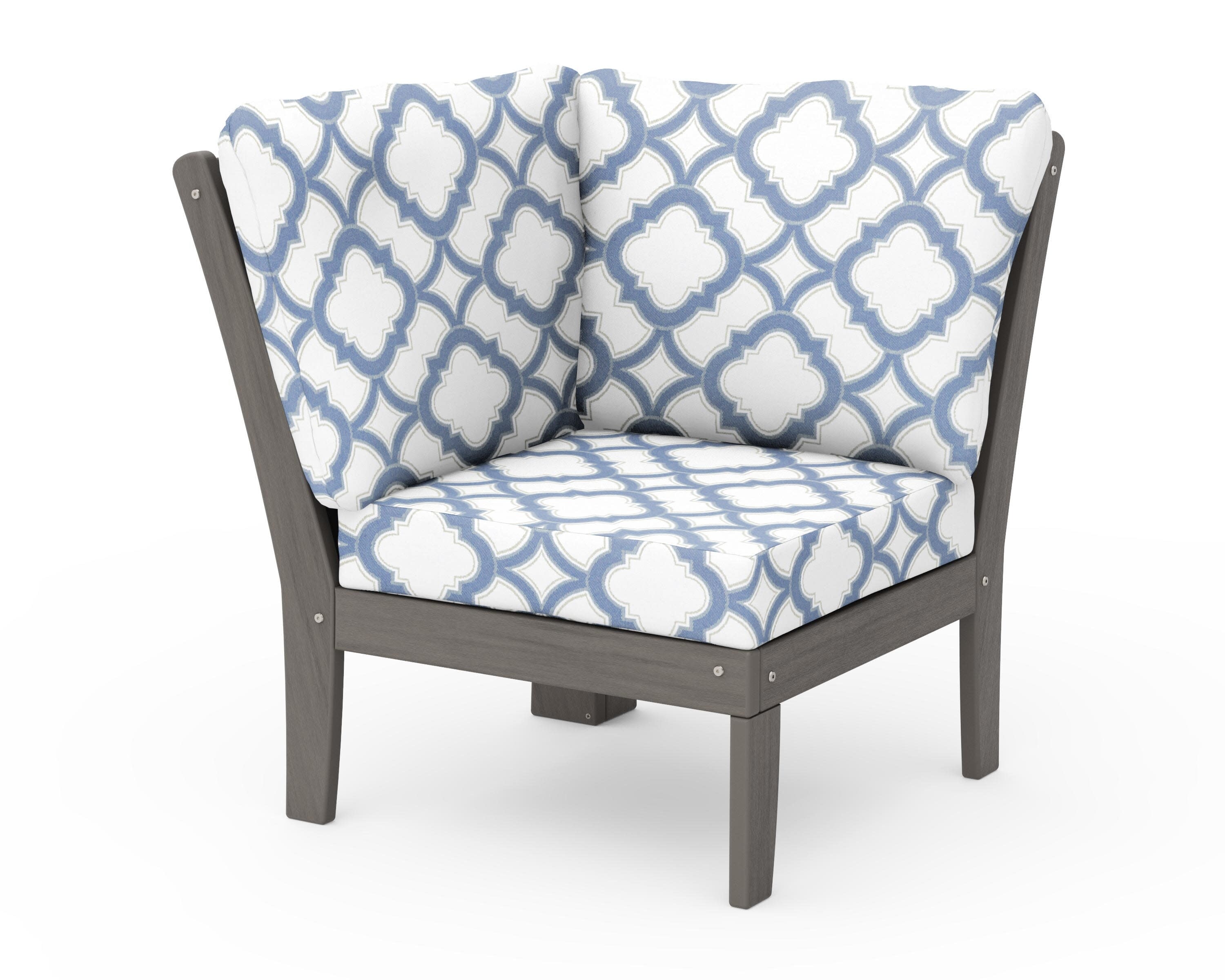 Braxton Modular Corner Chair in Driftwood / Trellis Sky Blue