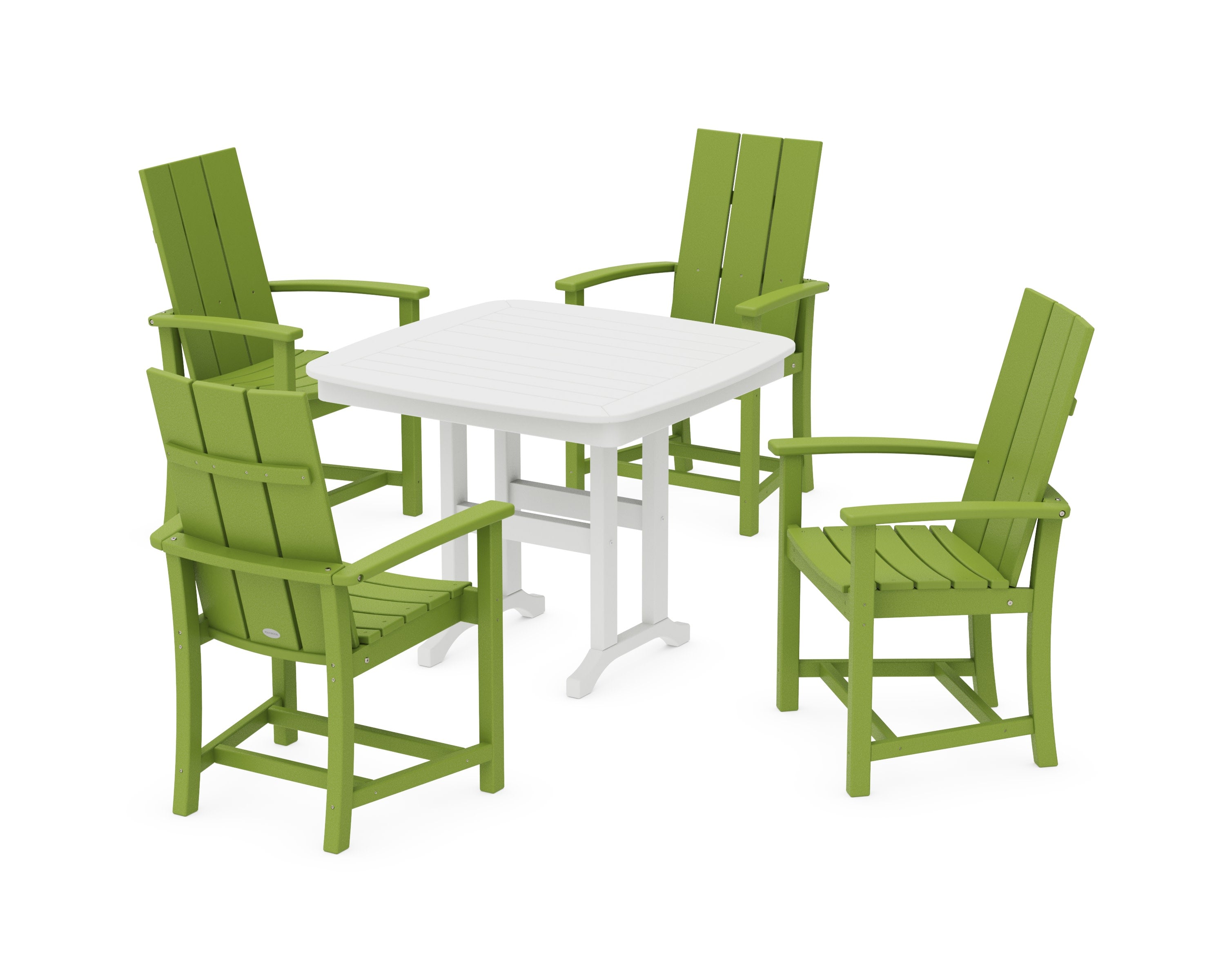 Modern Adirondack 5-Piece Dining Set in Lime / White