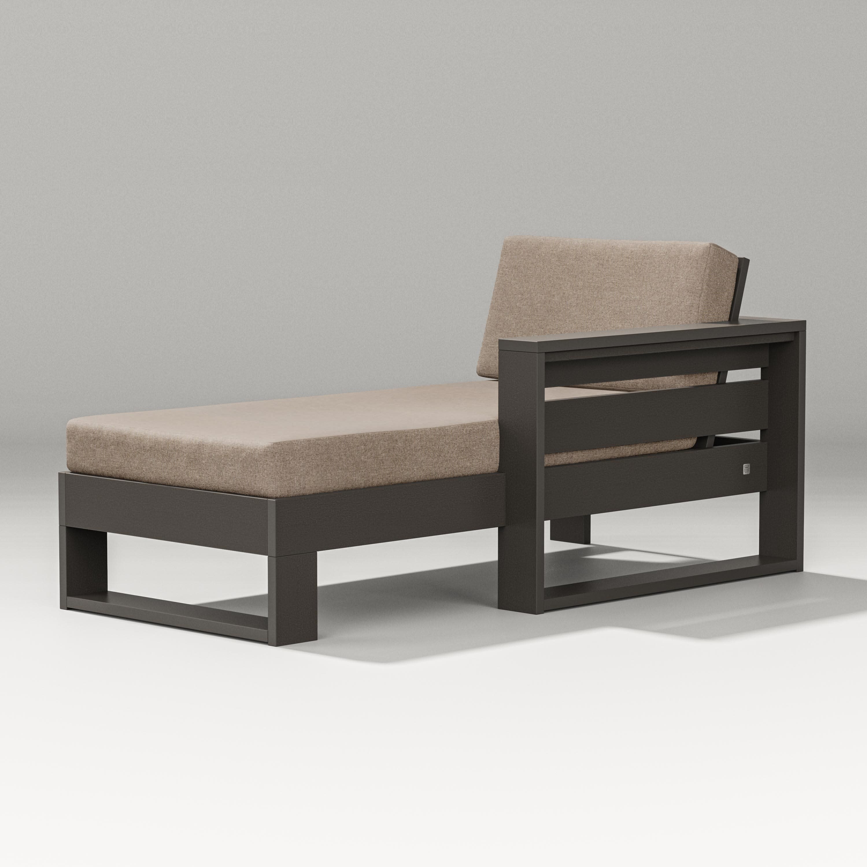 Latitude Modular Right Arm Chaise in Vintage Coffee / Spiced Burlap
