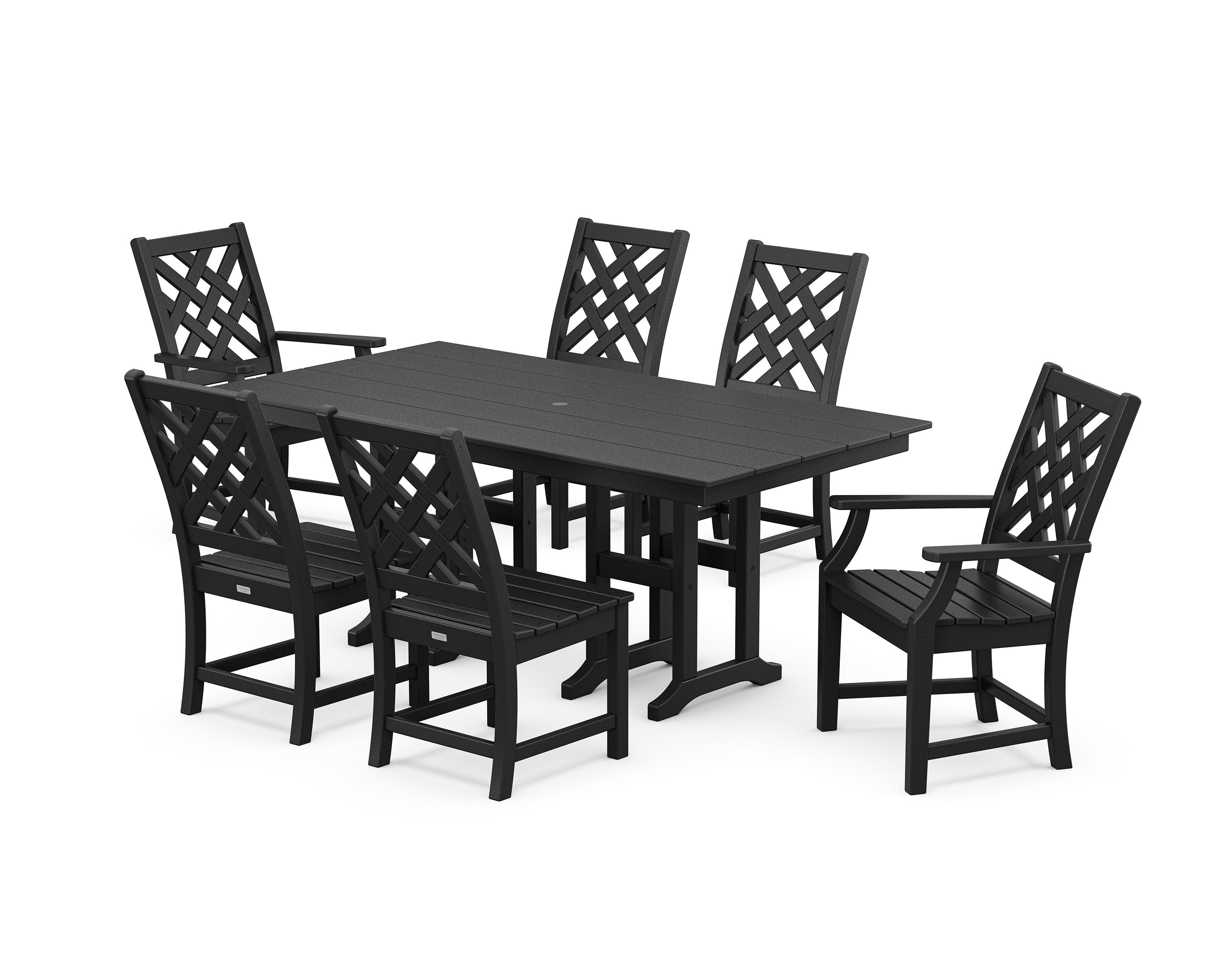 Wovendale 7-Piece Farmhouse Dining Set in Black