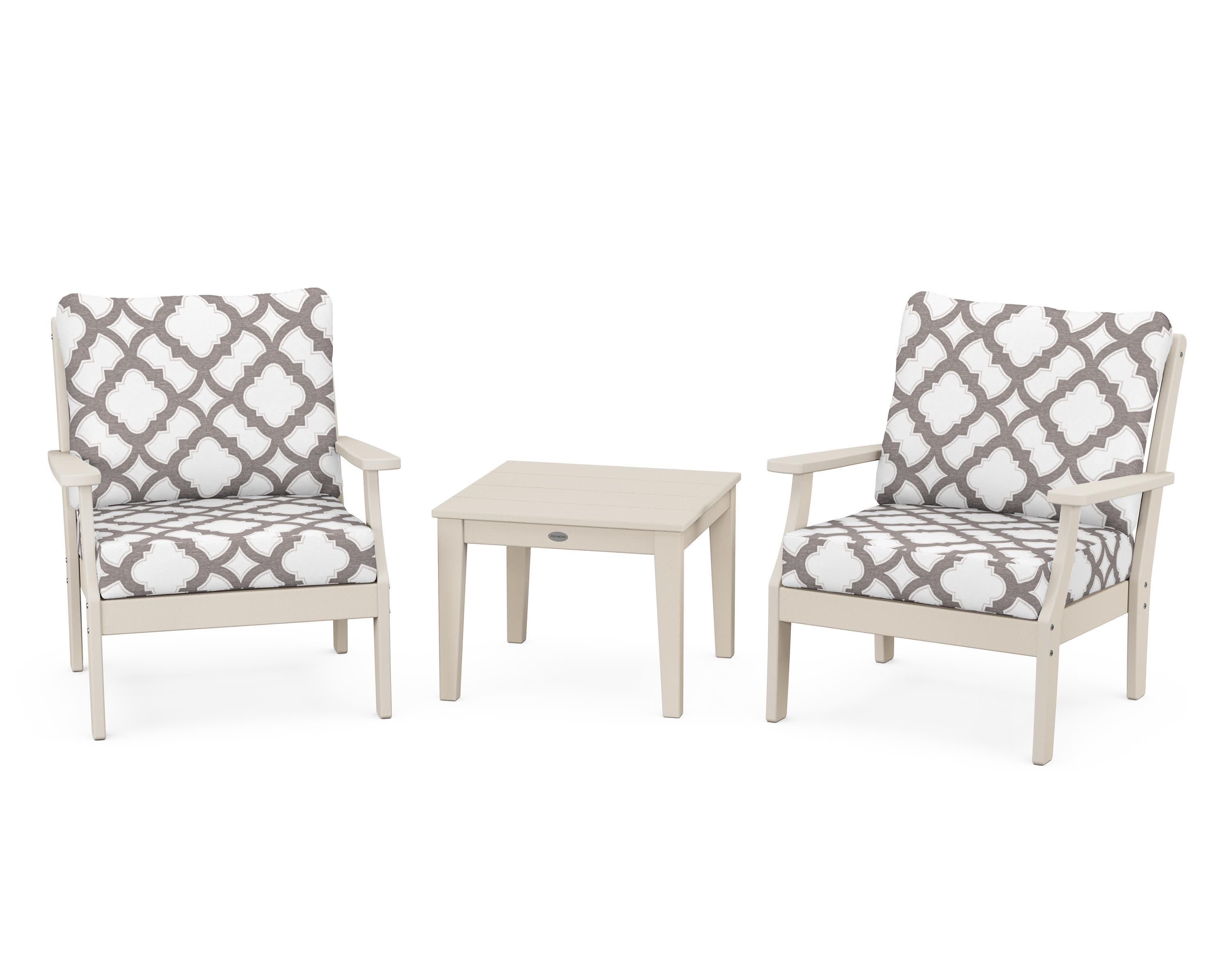 Braxton 3-Piece Deep Seating Set in Sand / Trellis Grey Mist