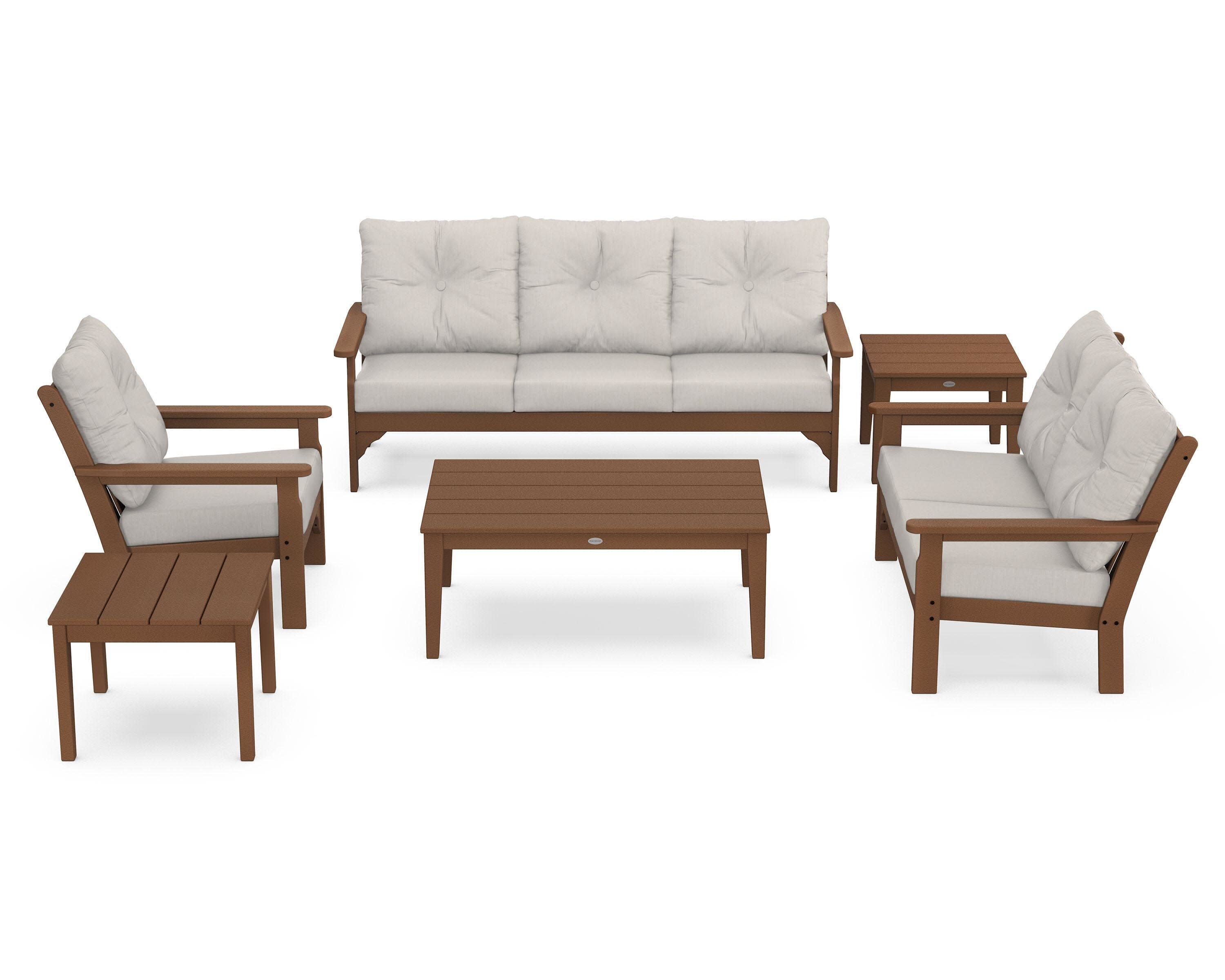 Vineyard 6-Piece Deep Seating Set in Teak / Cast Ash