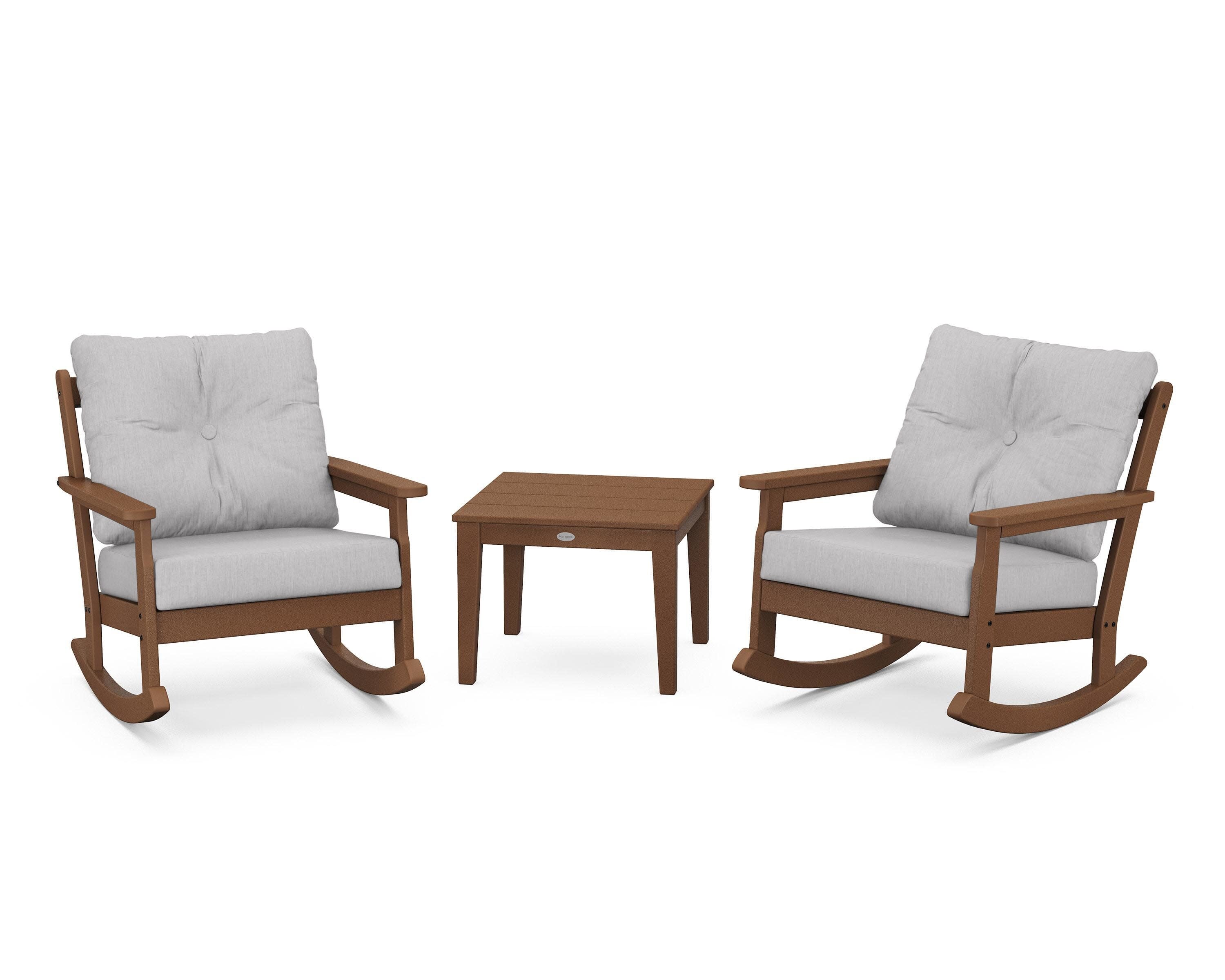 Vineyard 3-Piece Deep Seating Rocker Set in Teak / Granite