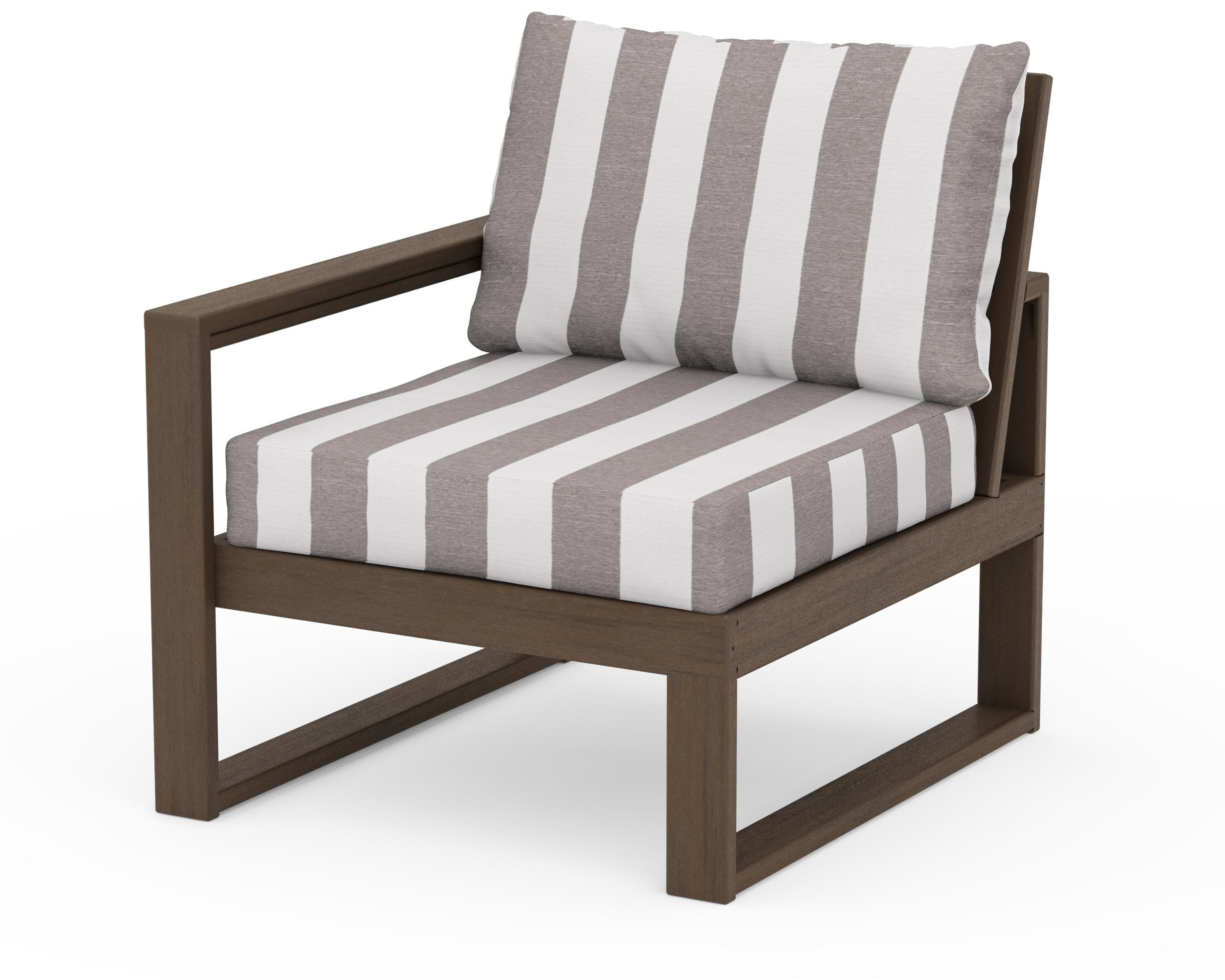 EDGE Modular Left Arm Chair in Kona / Cabana Stripe Grey Mist
